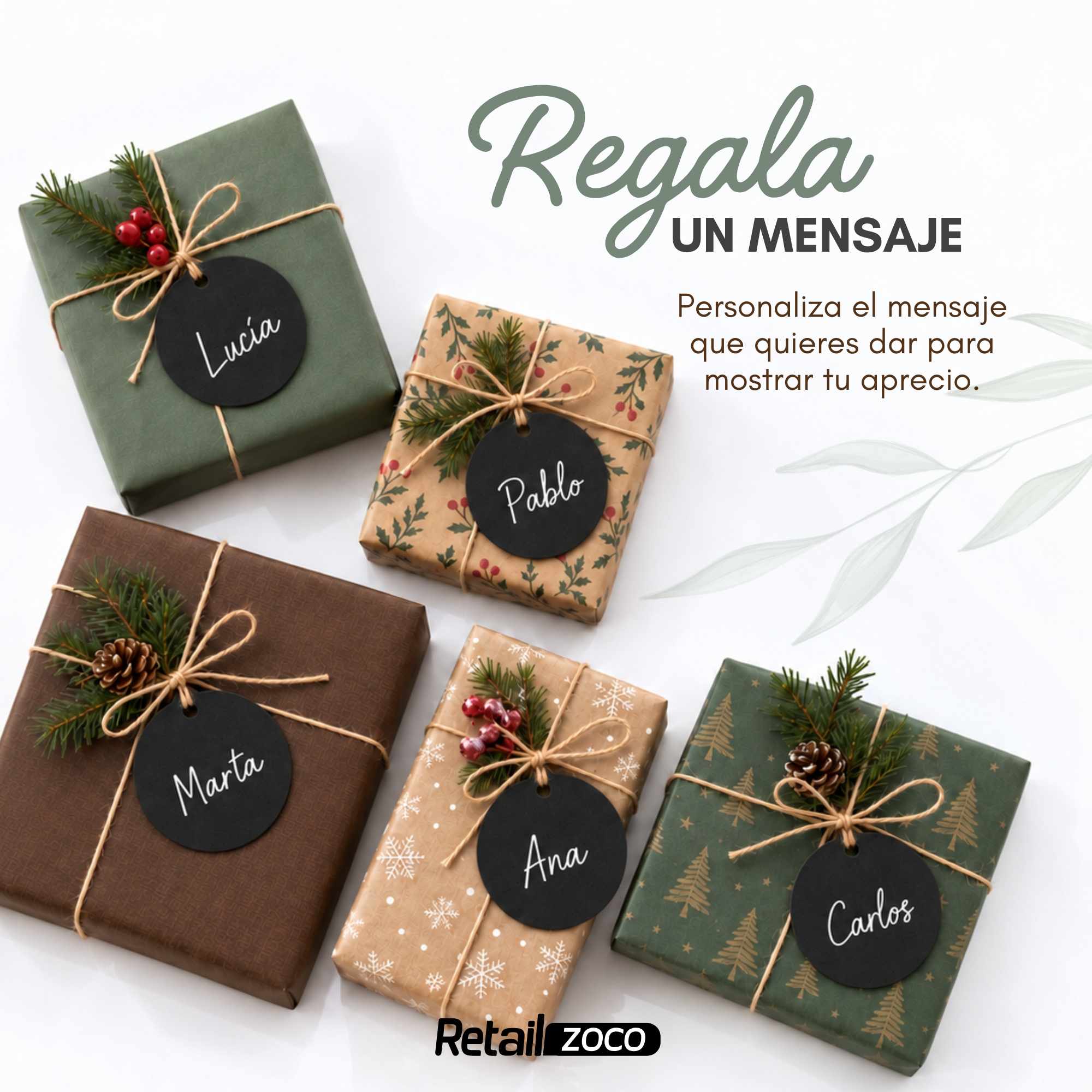 Etiquetas de regalo Papel Kraft diseño circulo negro 100 unidades - imagen 6