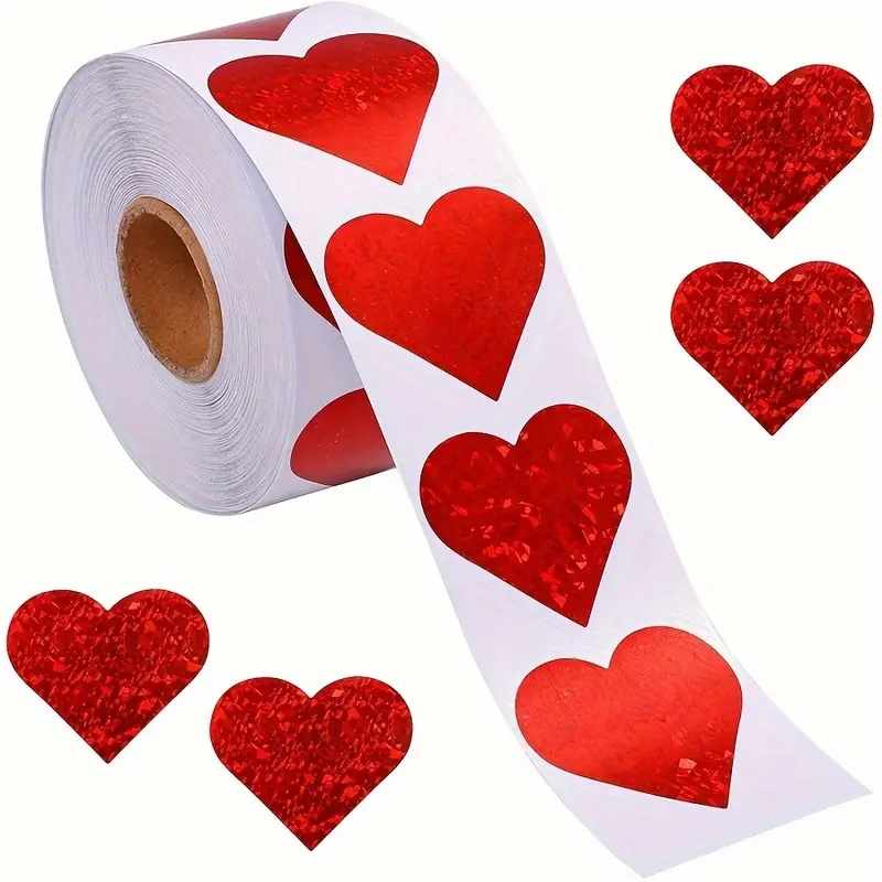 Rollo pegatinas de corazones rojos 2.5 cm 500 unidades - imagen 1