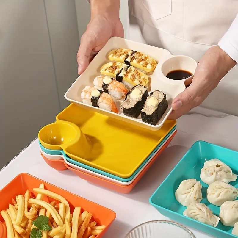 Plato de plástico para servir con salsa naranja - imagen 2
