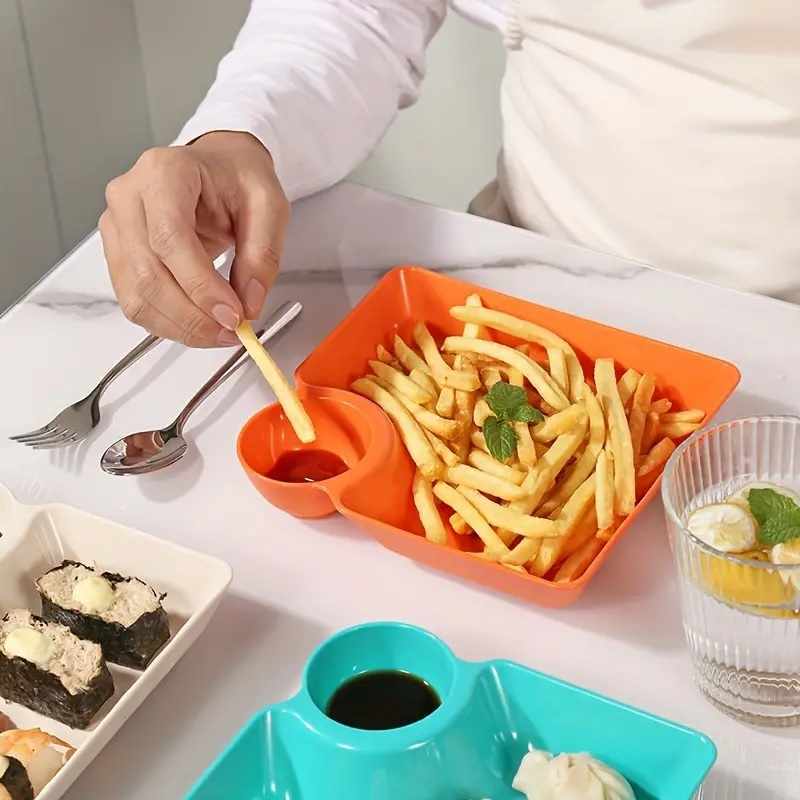 Plato de plástico para servir con salsa naranja - imagen 3