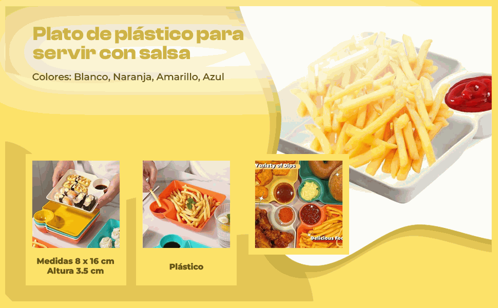 Banner - Plato de plástico para servir con salsa naranja