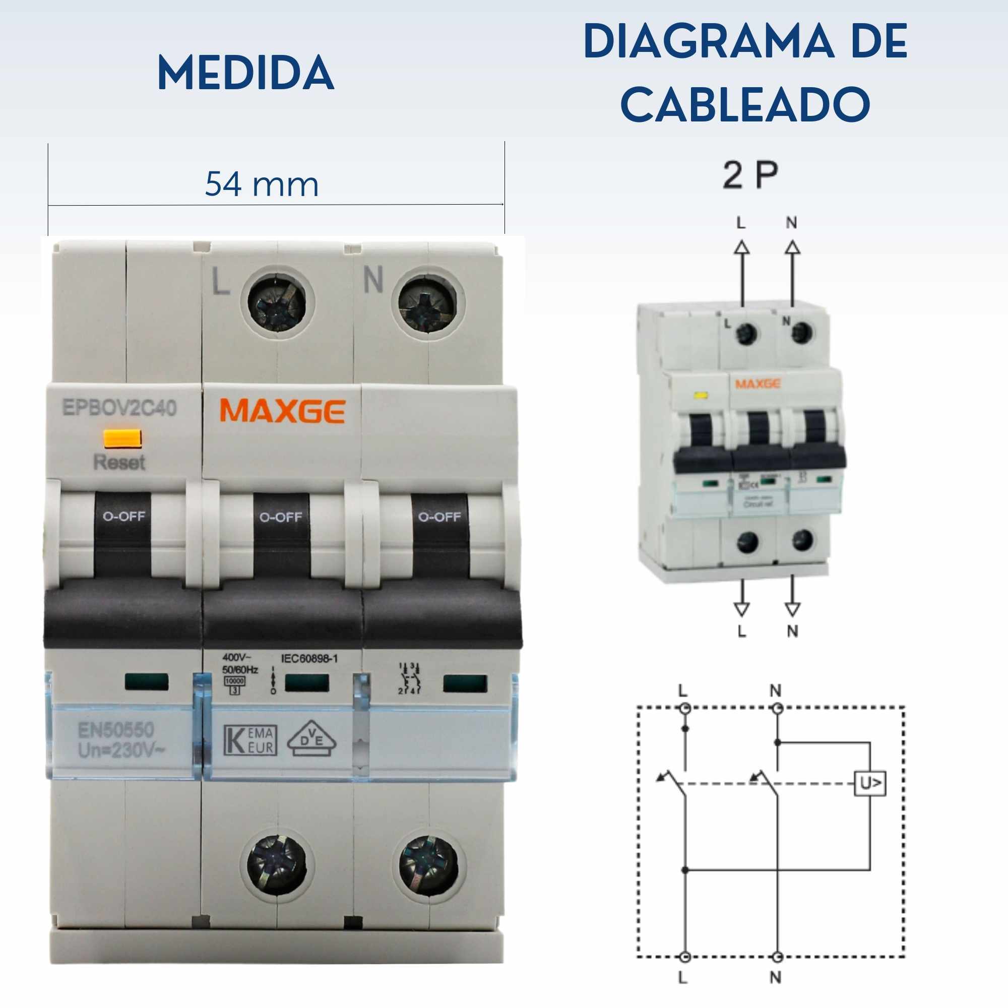 Protector sobretensiones monofasico 2P Clase C 6kA 25 A - imagen 6