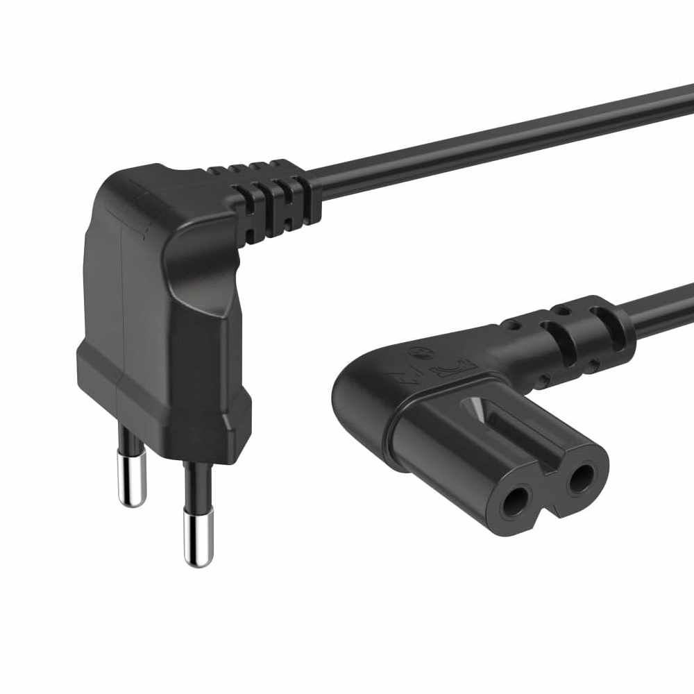 Cable de alimentacion IEC-320 acodado - C7 acodado 1 Metro Negro
