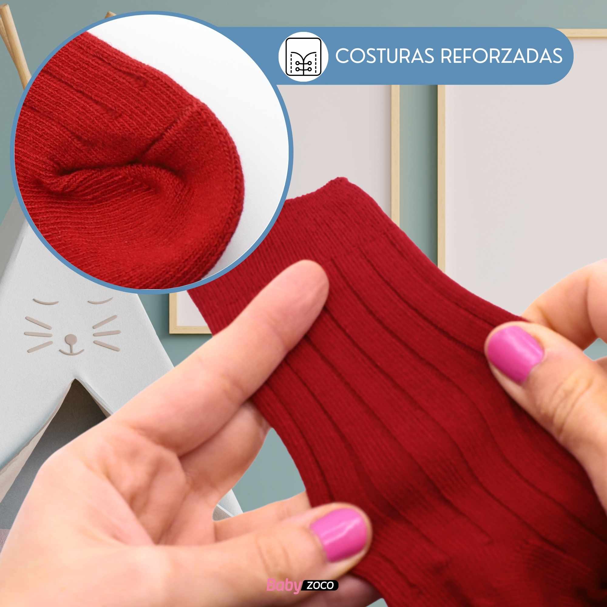 Calcetines Largos de Algodón para bebe 12 a 24 Meses Rojo - imagen 3