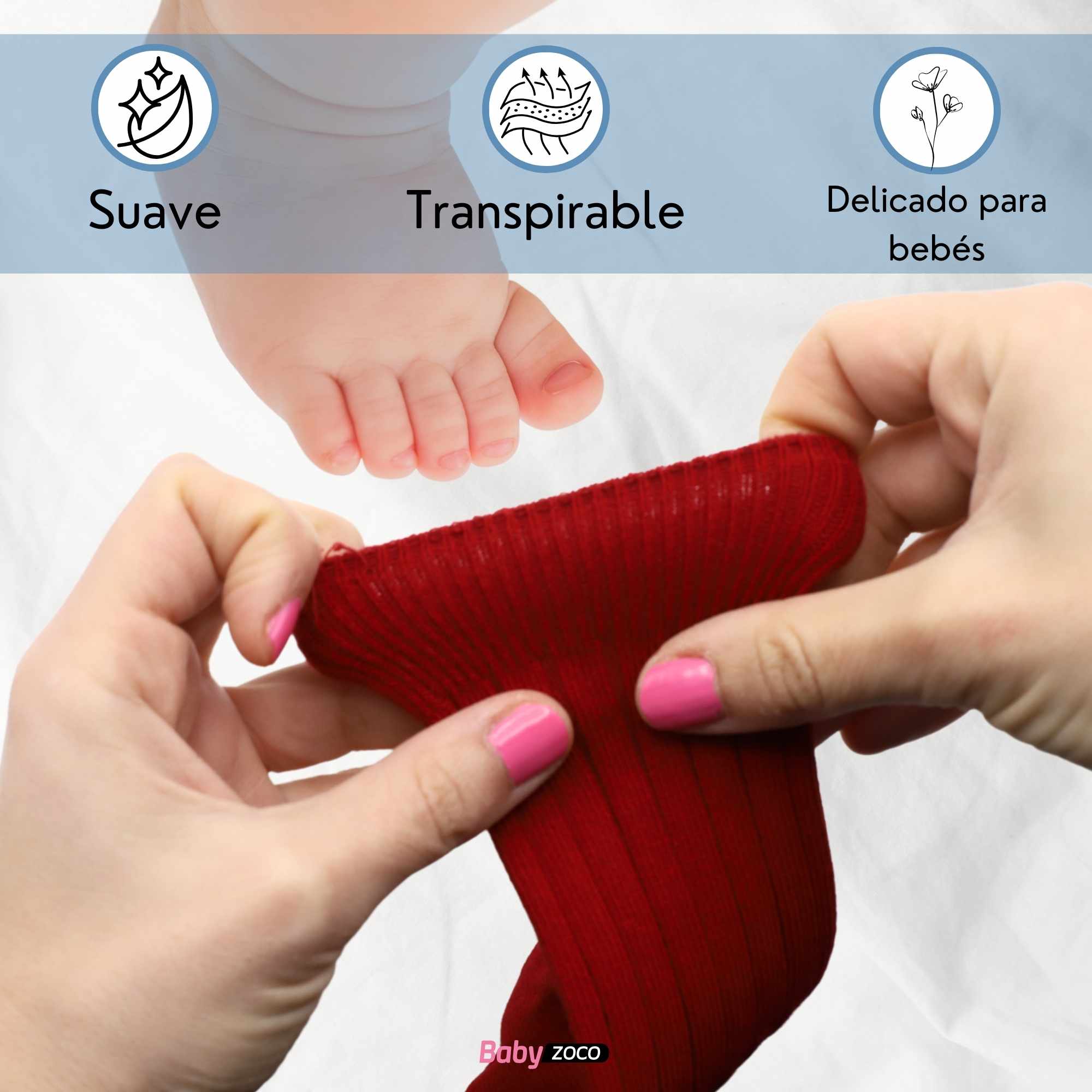 Calcetines Largos de Algodón para bebe 12 a 24 Meses Rojo - imagen 4