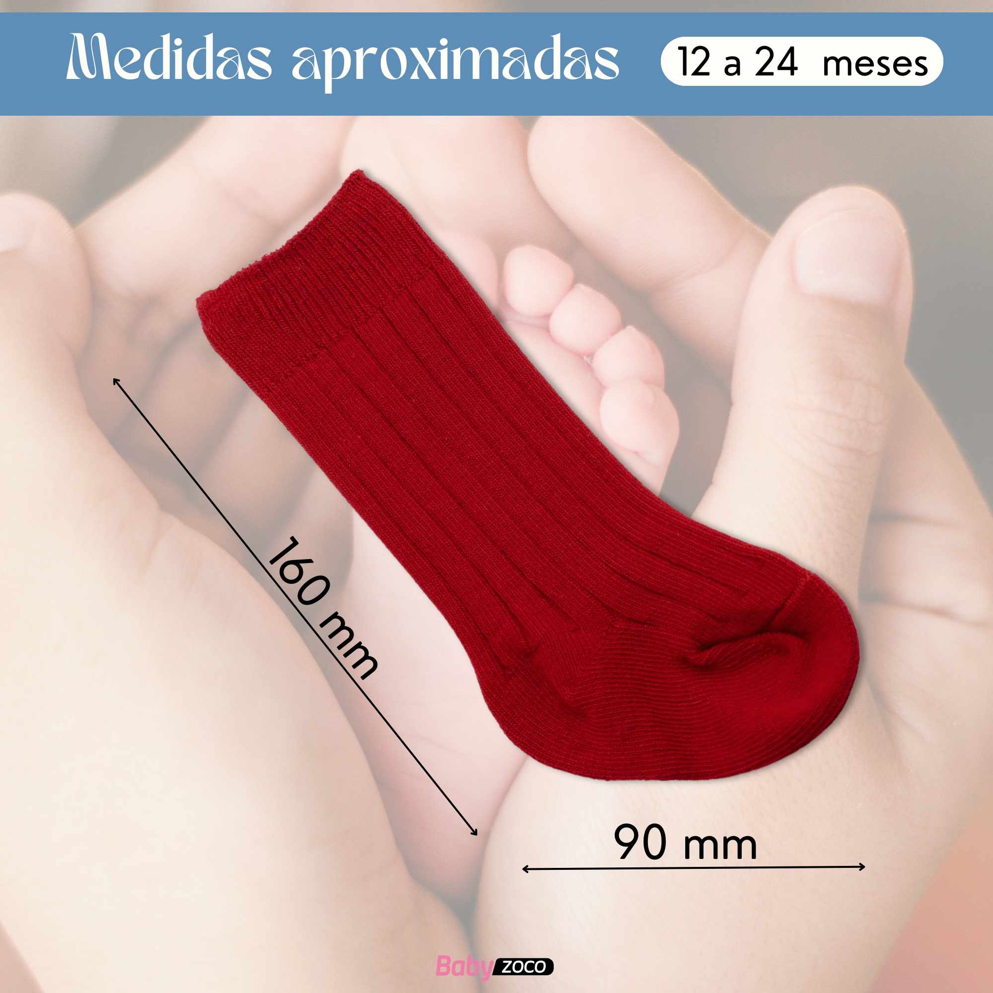Calcetines Largos de Algodón para bebe 12 a 24 Meses Rojo - imagen 6