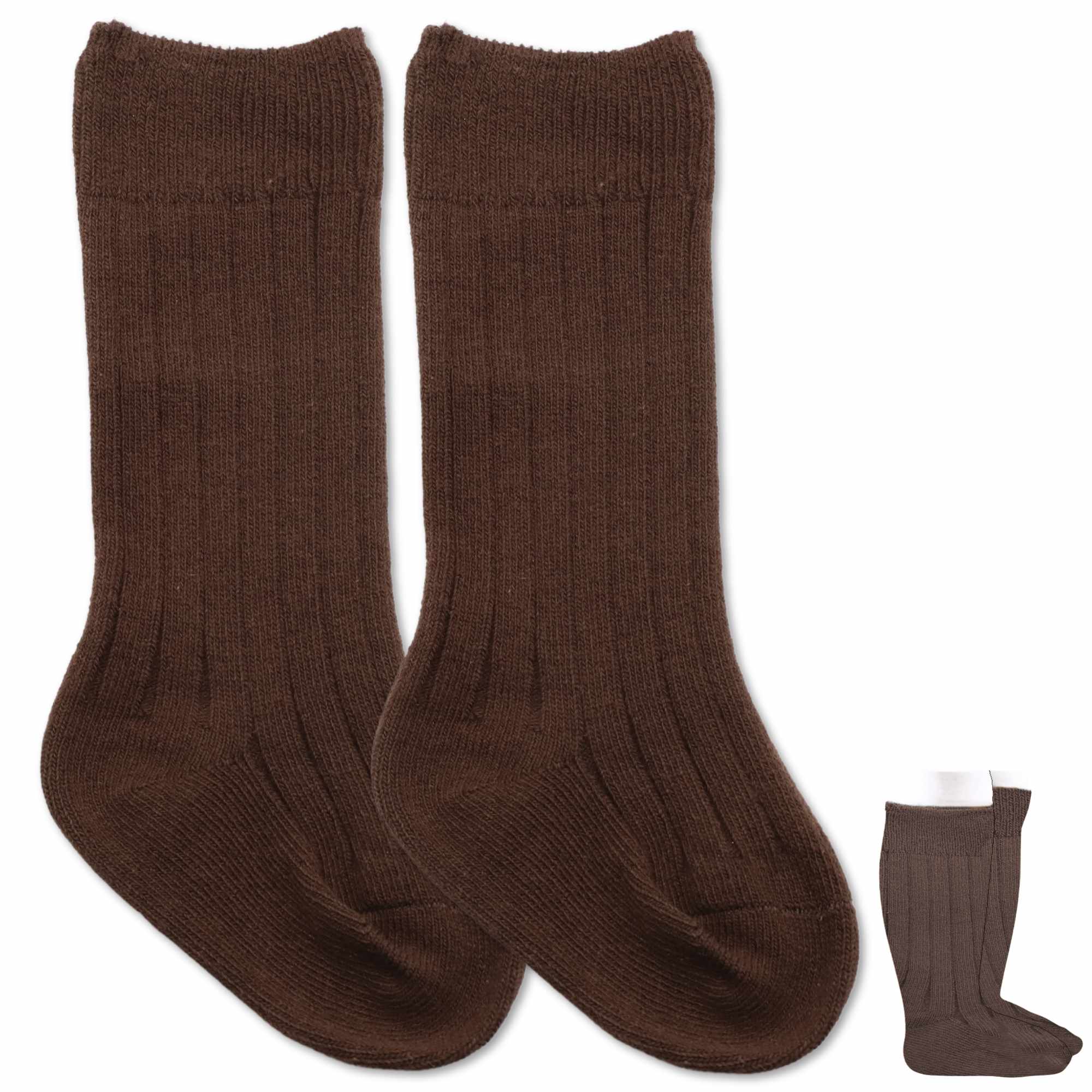 Calcetines Largos de Algodón para bebe 12 a 24 Meses Marrón
