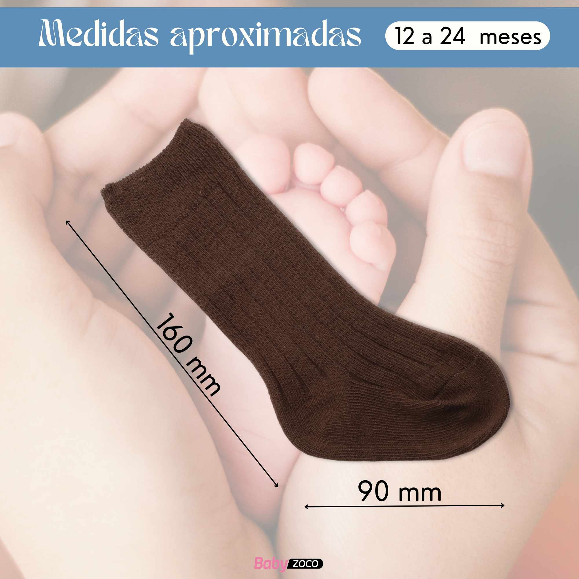 Calcetines Largos de Algodón para bebe 12 a 24 Meses Marrón - imagen 6