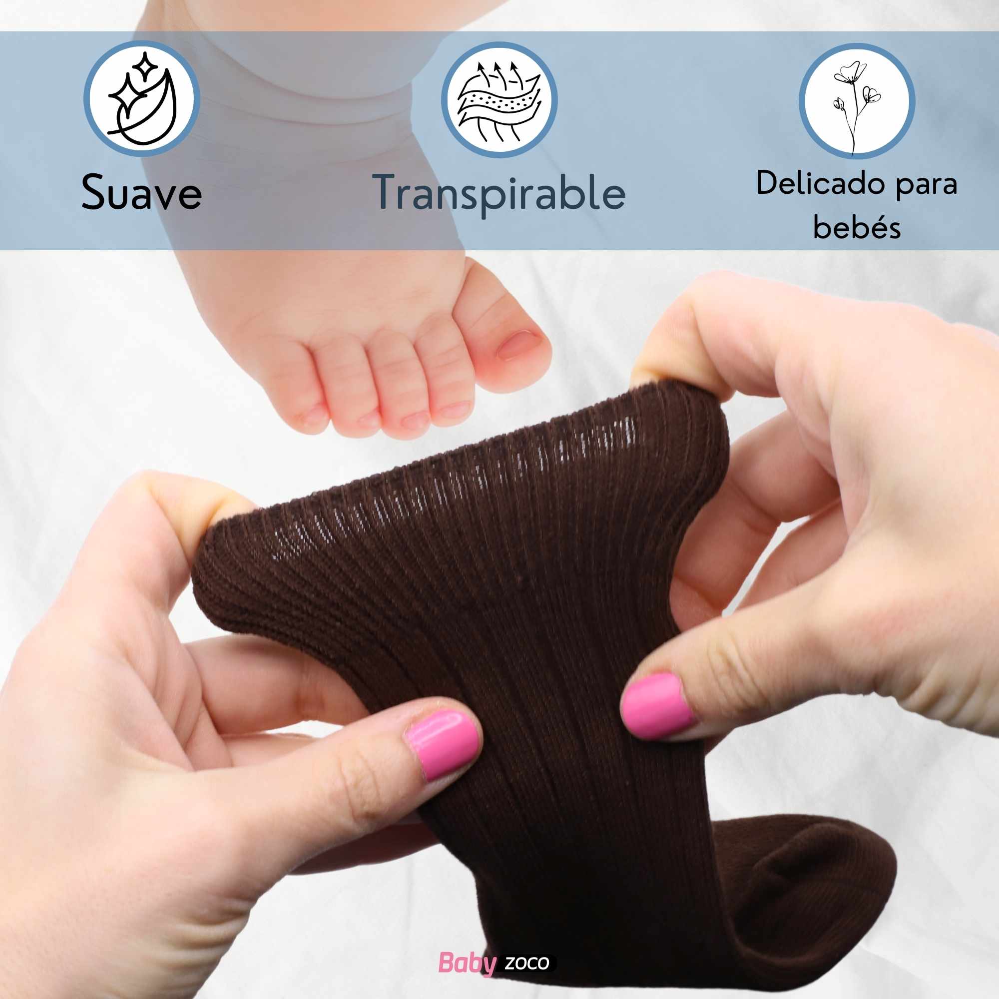 Calcetines Largos de Algodón para bebe 0 a 12 Meses Marrón - imagen 4
