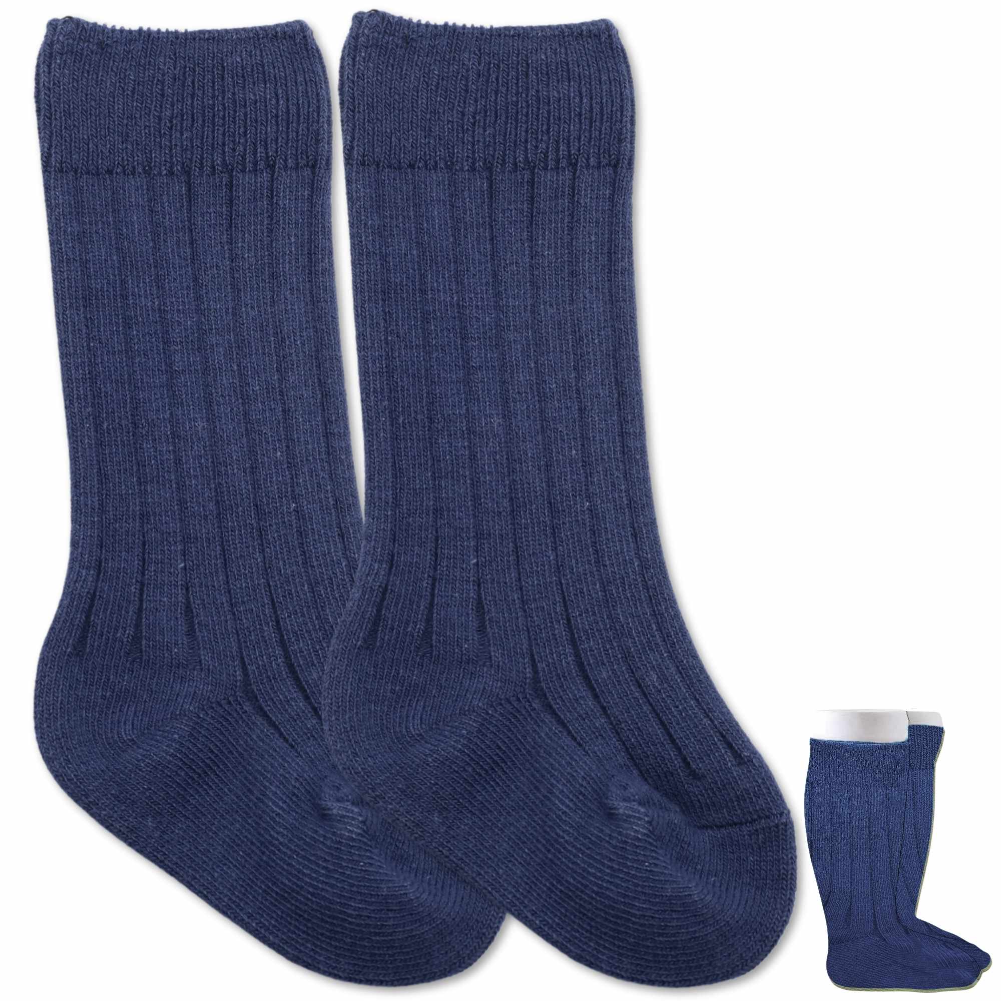 Calcetines Largos de Algodón para bebe 12 a 24 Meses Azul oscuro - imagen 1