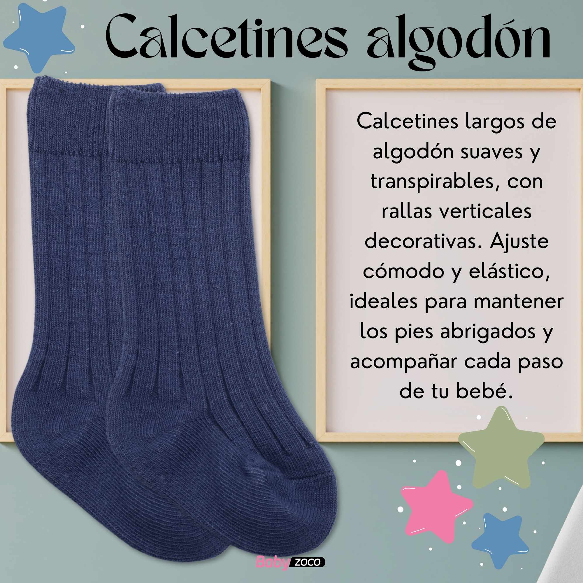 Calcetines Largos de Algodón para bebe 12 a 24 Meses Azul oscuro - imagen 2