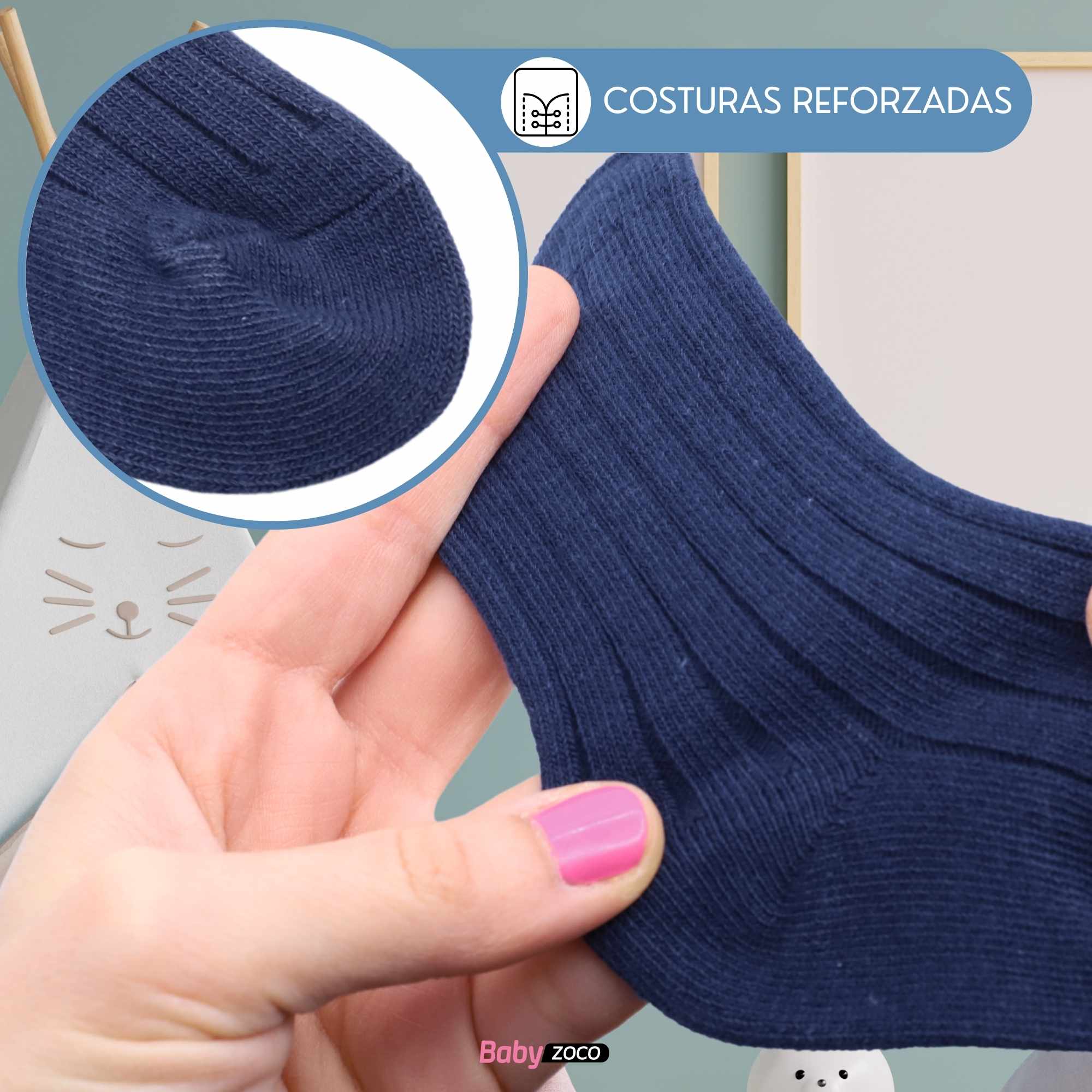 Calcetines Largos de Algodón para bebe 12 a 24 Meses Azul oscuro - imagen 3
