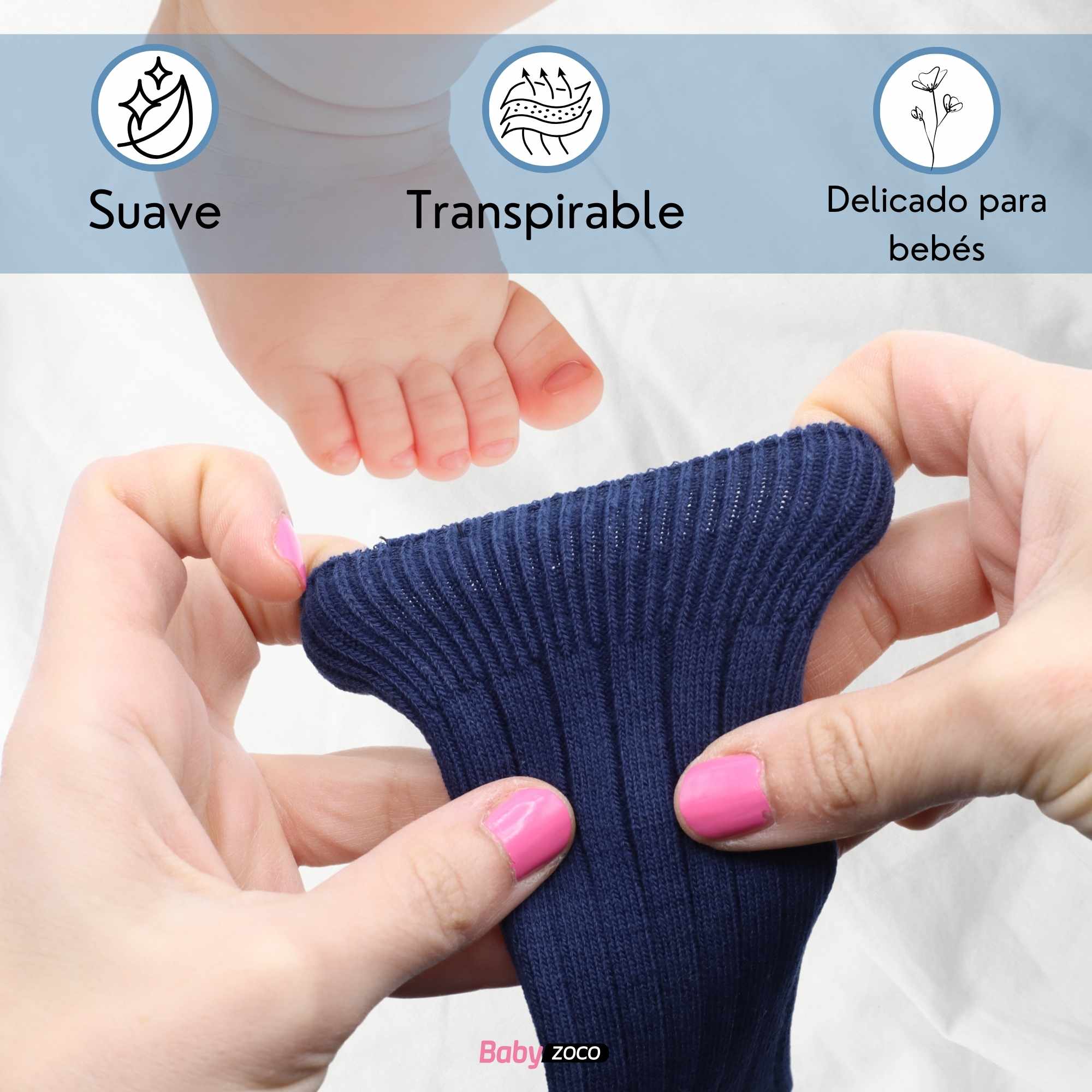 Calcetines Largos de Algodón para bebe 12 a 24 Meses Azul oscuro - imagen 4