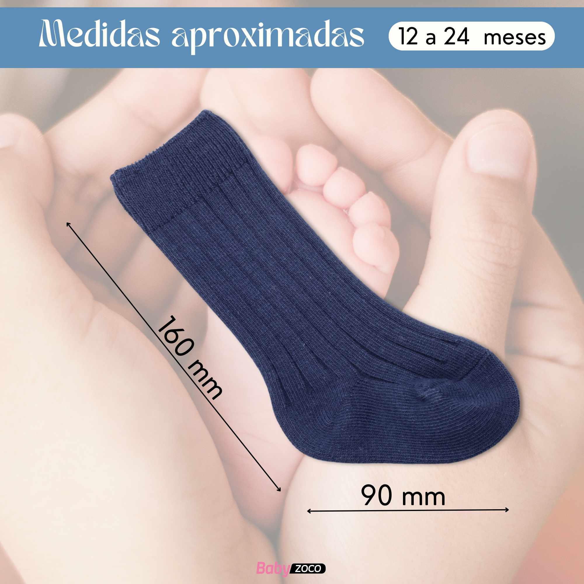 Calcetines Largos de Algodón para bebe 12 a 24 Meses Azul oscuro - imagen 6