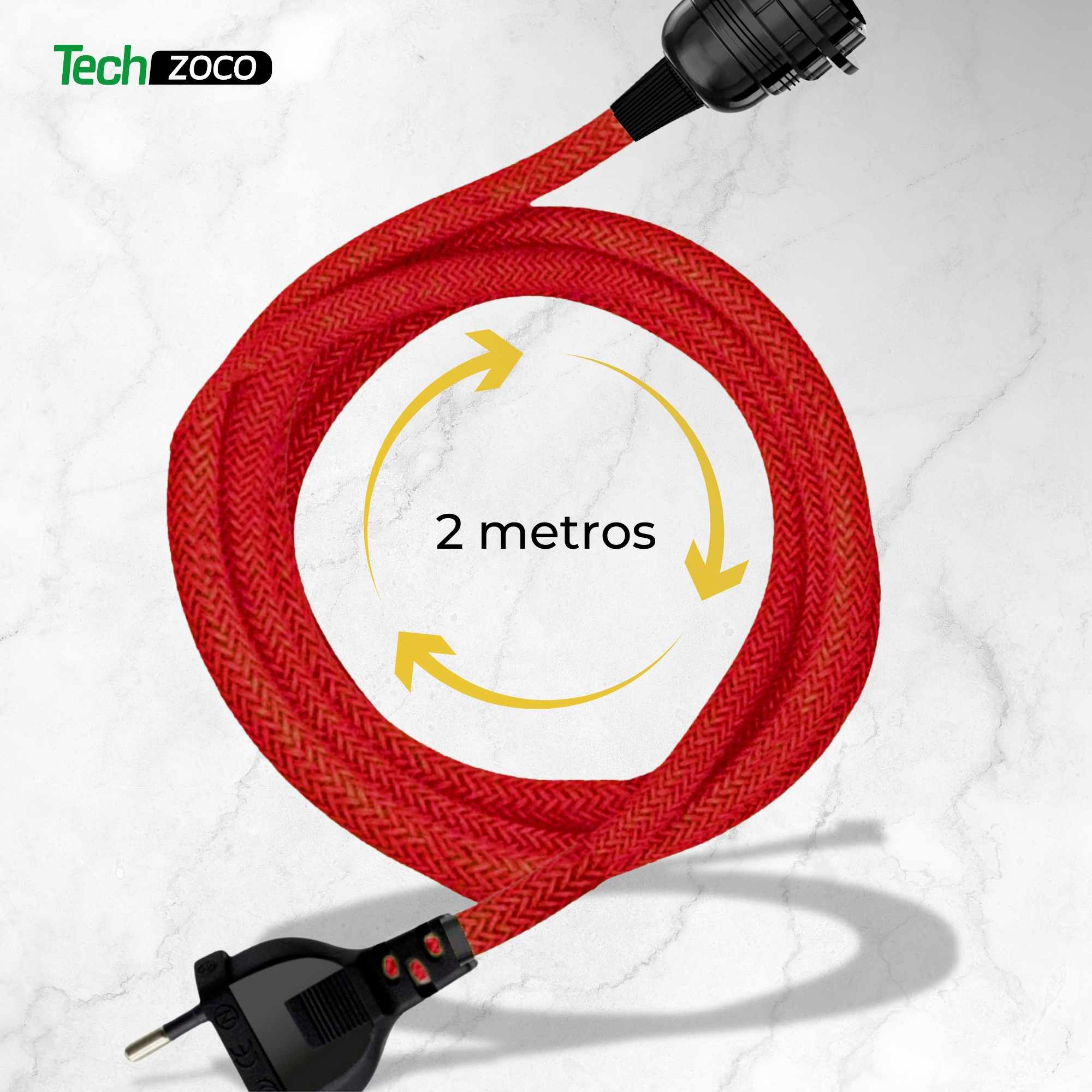 Cable alimentacion trenzado portalampara E27 con interruptor 2 Metros Rojo - imagen 6