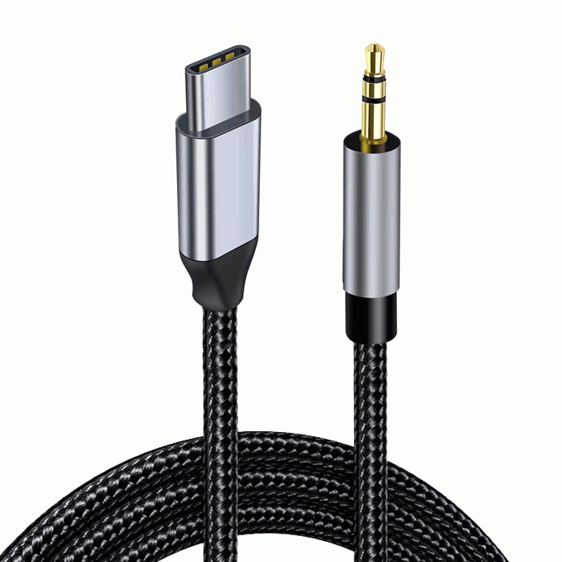 Cable USB C a Jack 3.5 mm AUX 50 cm Plateado - imagen 1
