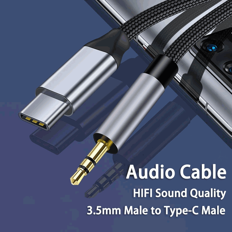 Cable USB C a Jack 3.5 mm AUX 50 cm Plateado - imagen 2