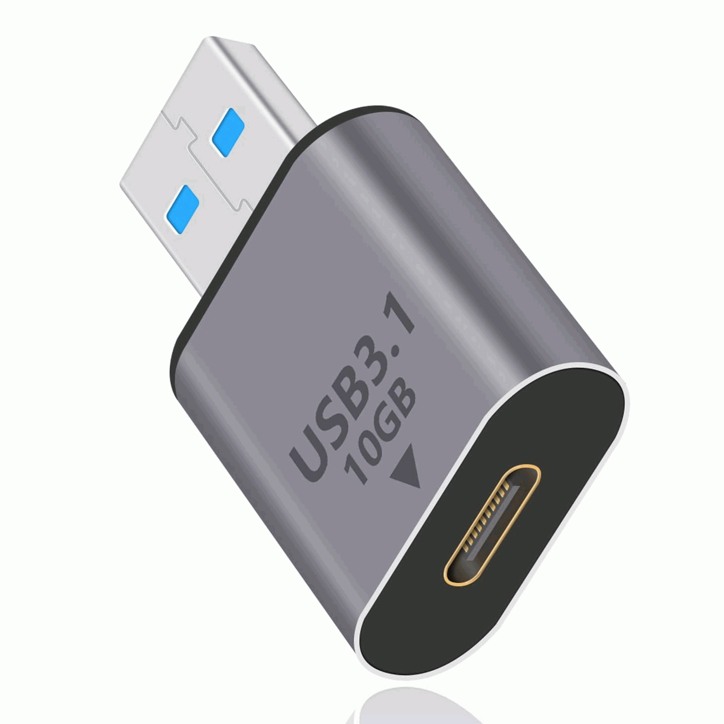 Adaptador USB C Hembra a USB Macho Aluminio 3.1 Plateado - imagen 1