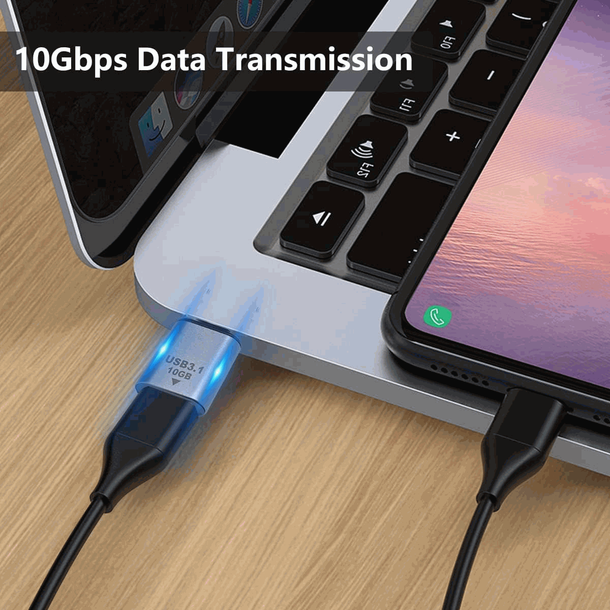 Adaptador USB C Hembra a USB Macho Aluminio 3.1 Plateado - imagen 4