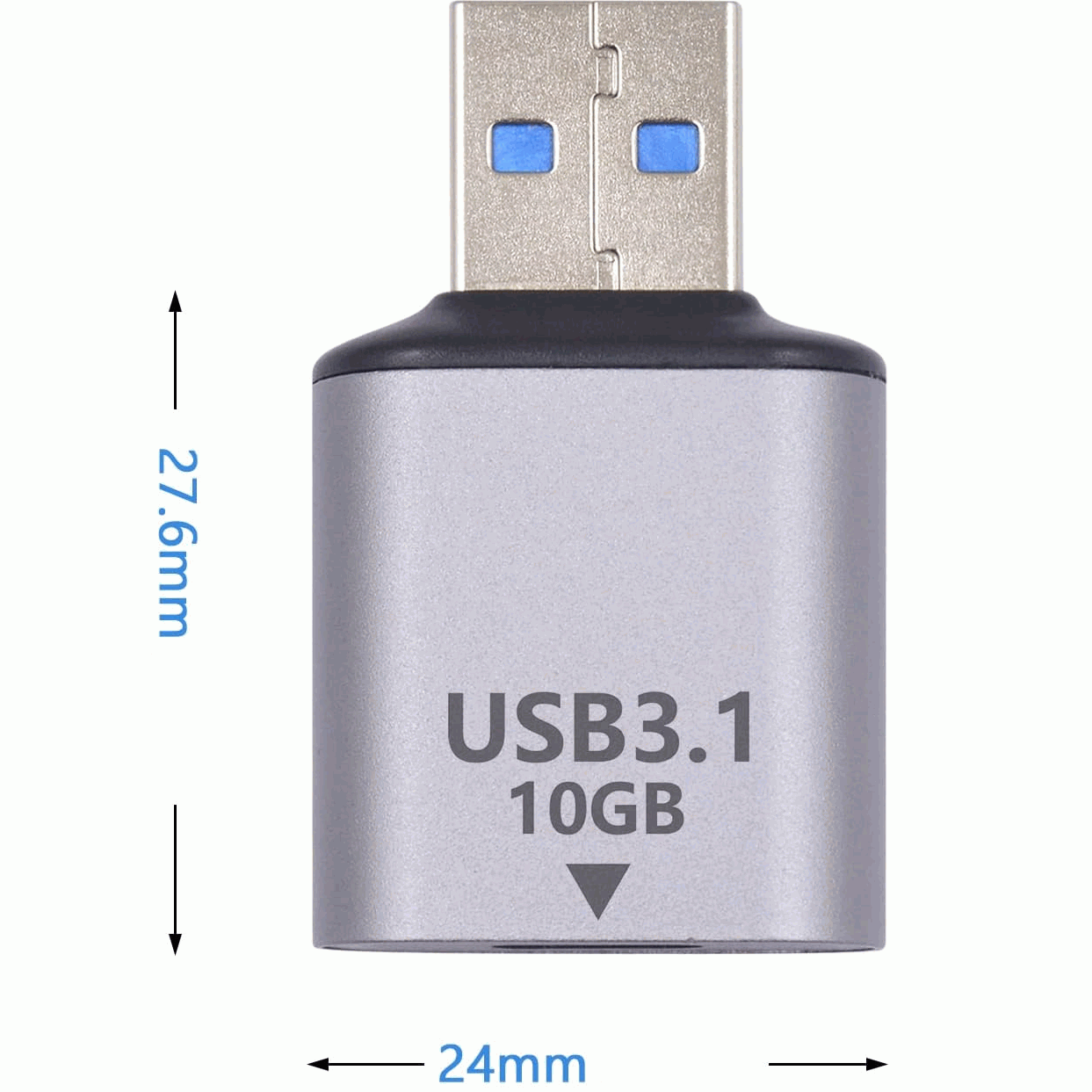Adaptador USB C Hembra a USB Macho Aluminio 3.1 Plateado - imagen 5