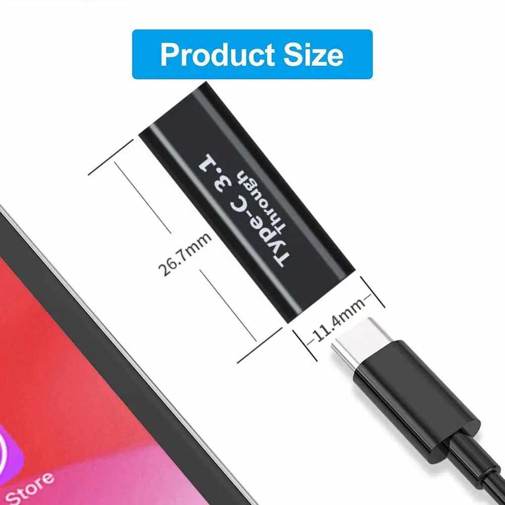 Adaptador empalme USB C 3.1 hembra Metalico Negro - imagen 5