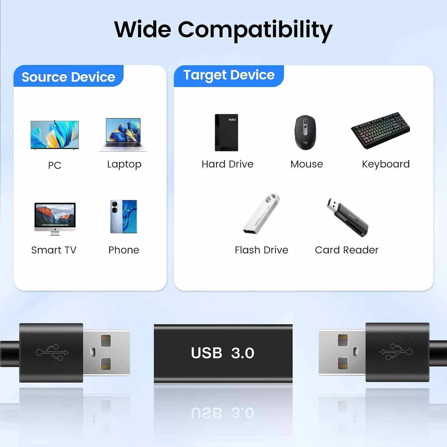 Adaptador empalme usb 3.0 tipo A hembra Metalico Negro - imagen 5