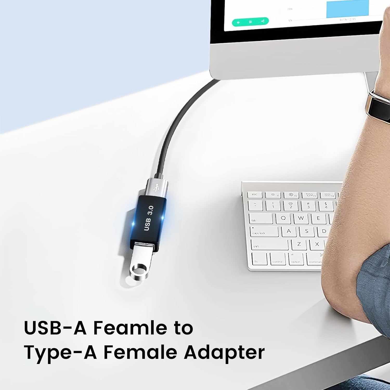 Adaptador empalme usb 3.0 tipo A hembra Metalico Negro - imagen 6