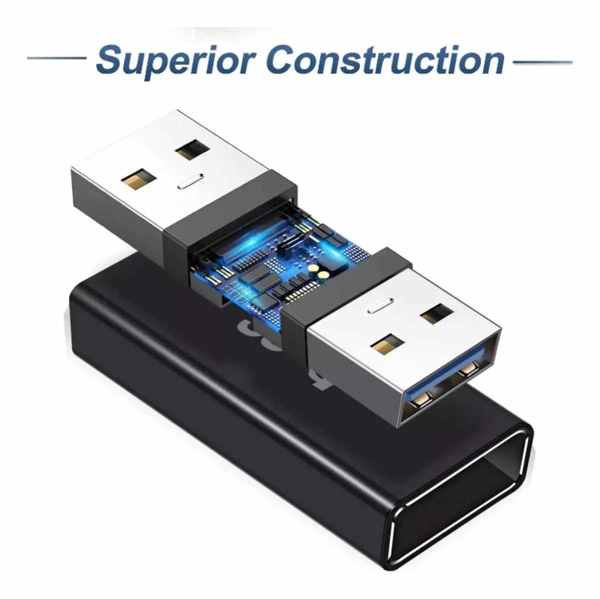 Adaptador empalme usb 3.0 tipo A hembra Metalico Negro - imagen 7