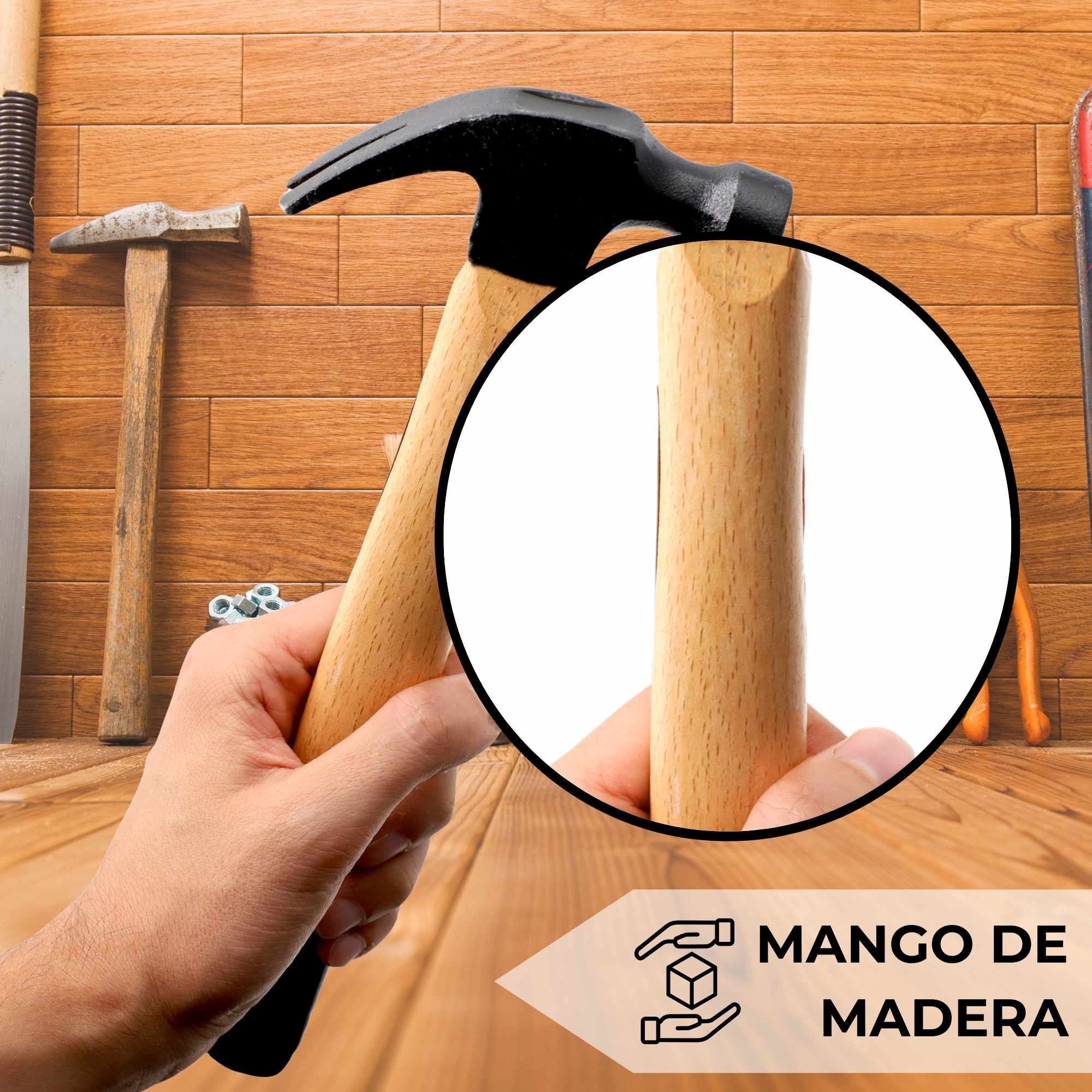 Martillo de carpintero sacaclavos 500 gr - imagen 6