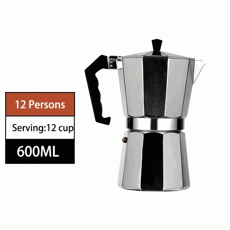 Cafetera Moka manual de aluminio 12 tazas 24 cm Plateado - imagen 5