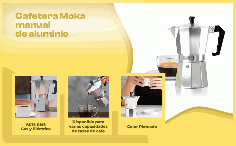 Banner - Cafetera Moka manual de aluminio 9 tazas