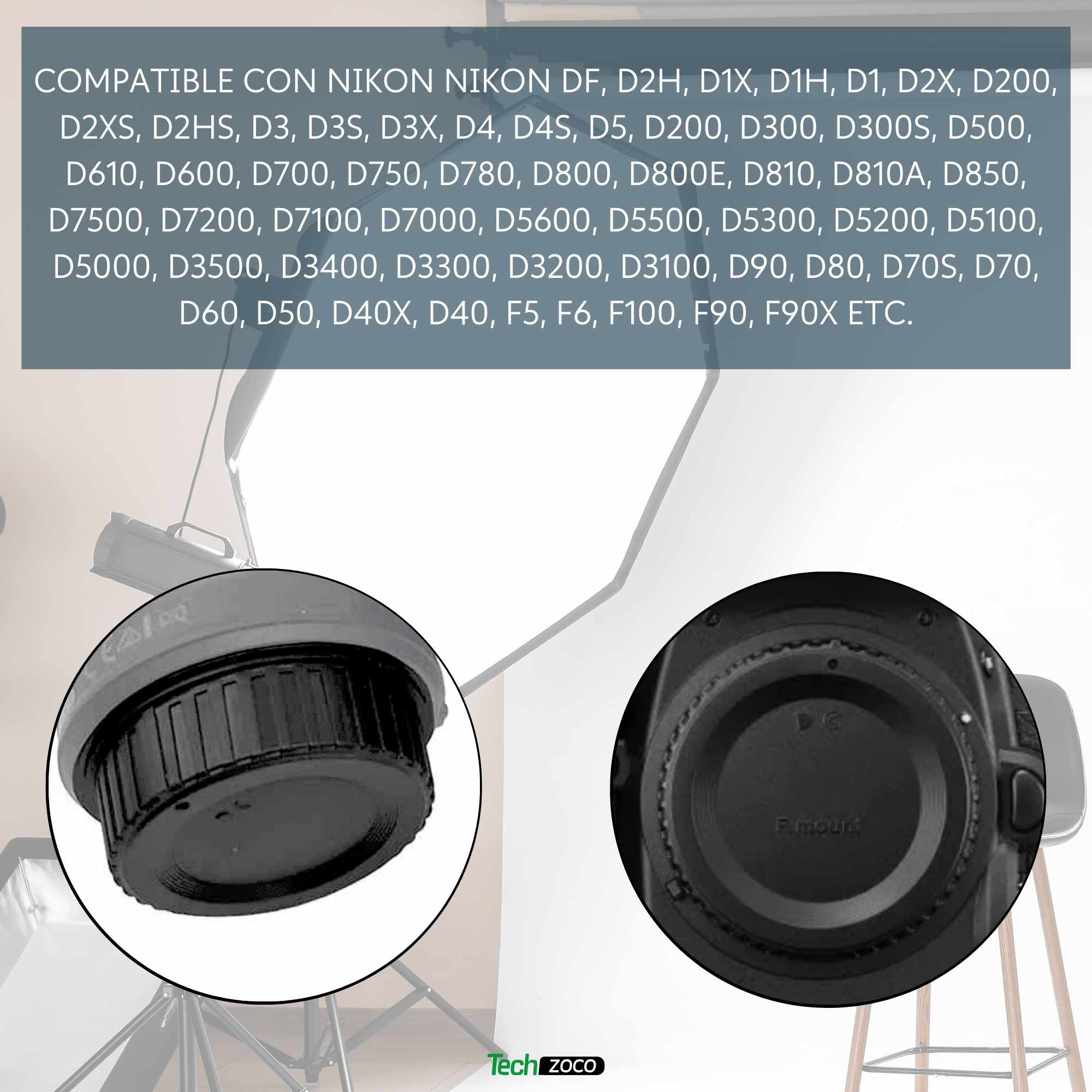 Tapa Cuerpo y Trasera de objetivo compatible con Nikon F Negro - imagen 3