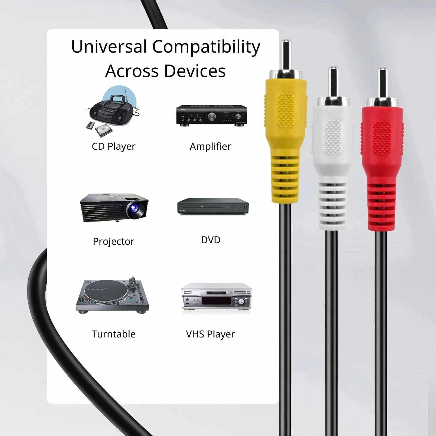 Cable AV 3x RCA macho 10 Metros Negro - imagen 4