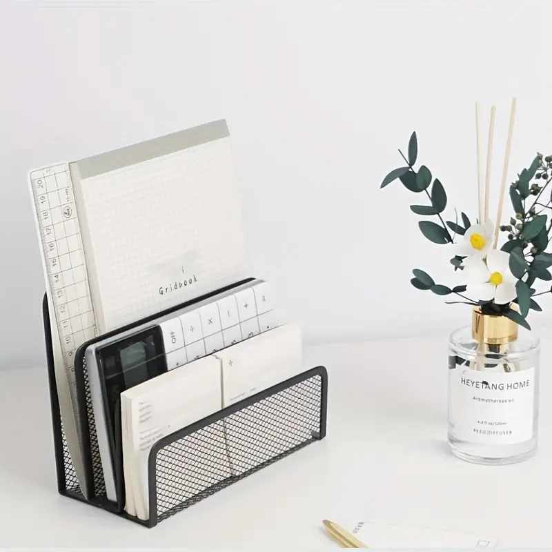Organizador Clasificador Escritorio Metálico 3 Compartimentos Negro - imagen 6