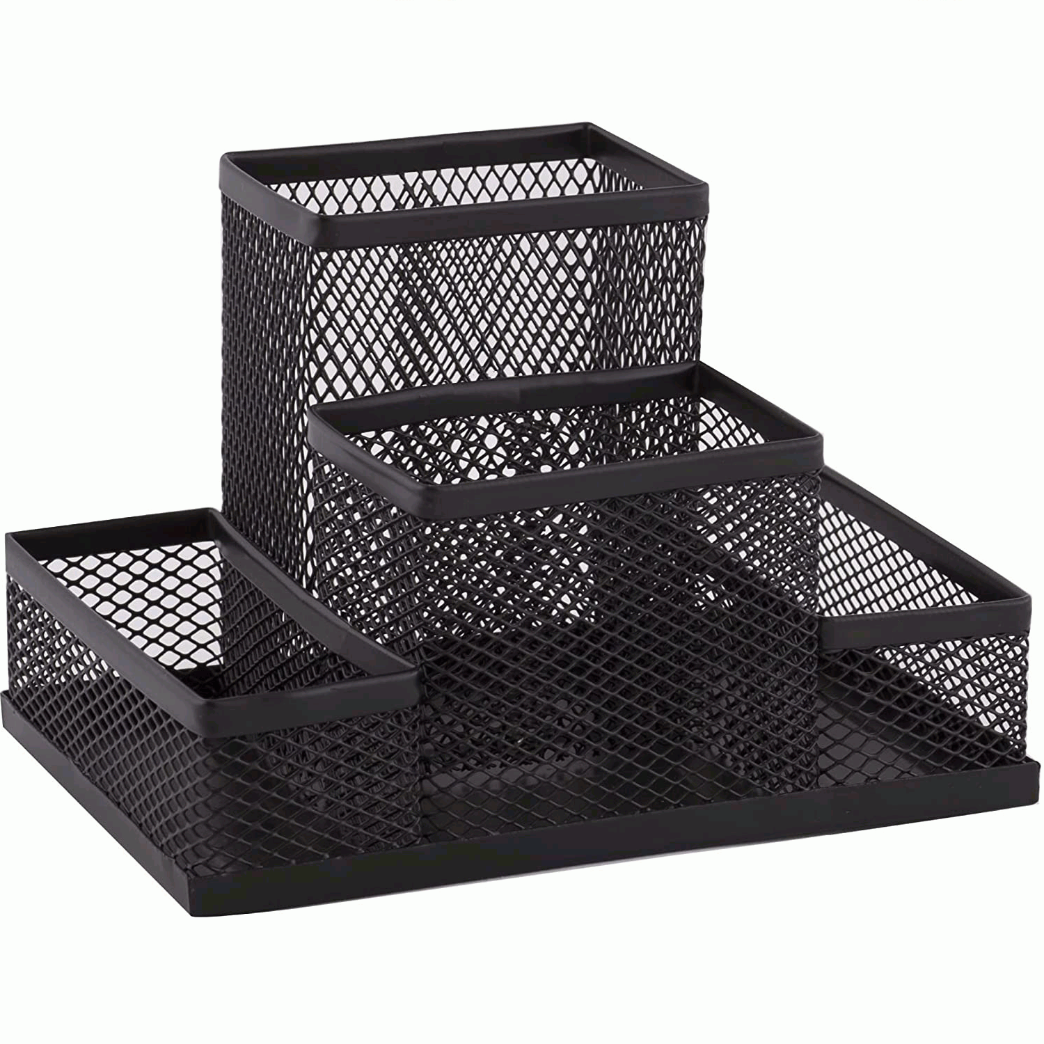 Organizador De Escritorio Lápices Y Notas Metálico 15 Cm Negro - imagen 4