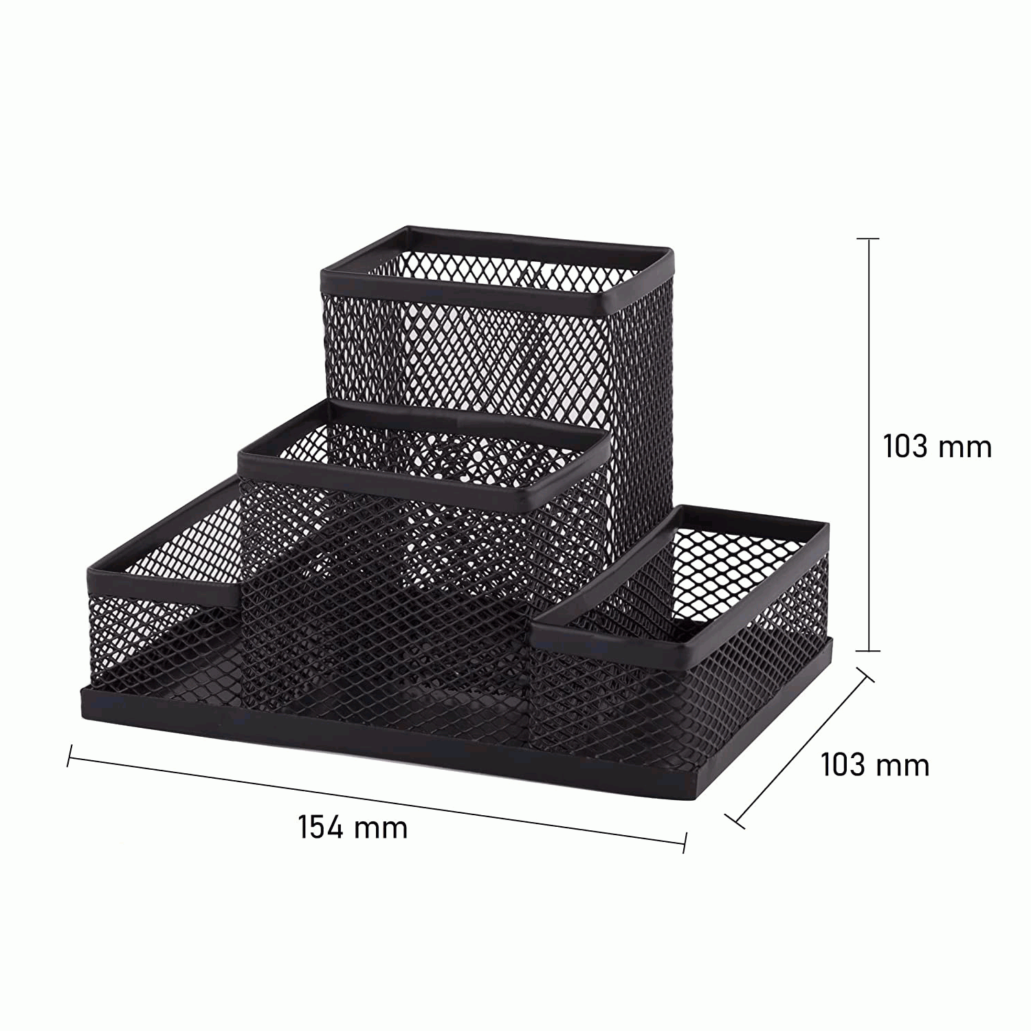 Organizador De Escritorio Lápices Y Notas Metálico 15 Cm Negro - imagen 5