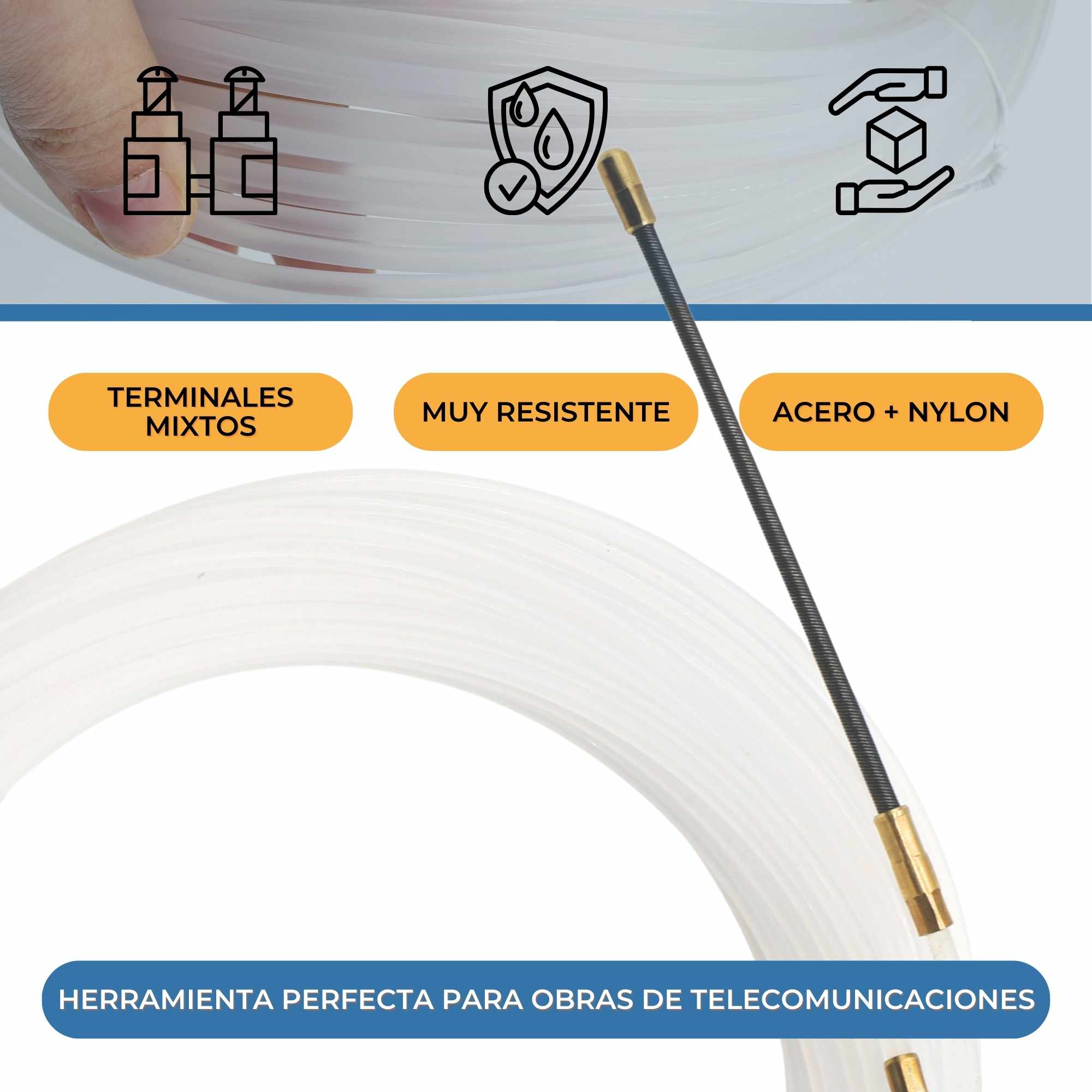 Guía Pasacables de nylon diámetro 3 mm x 15 metro largo - imagen 5
