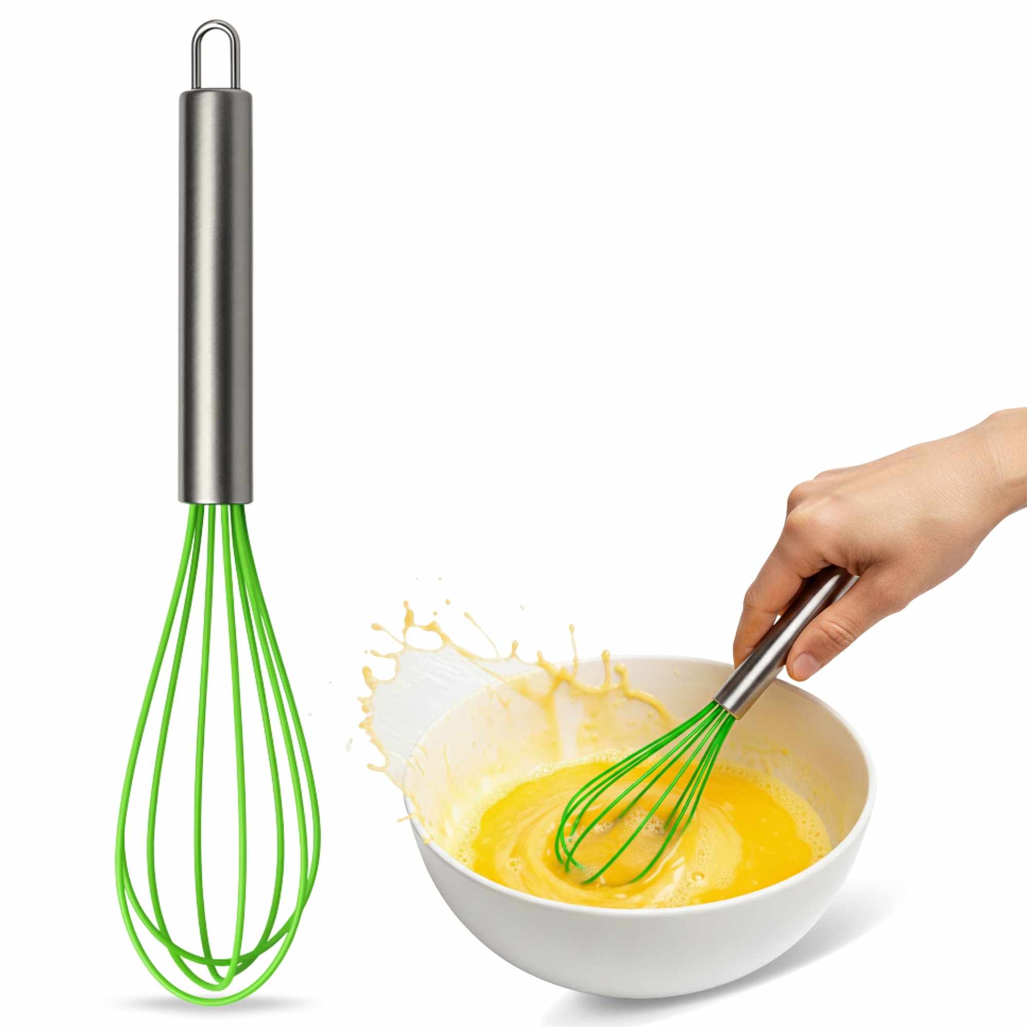 Batidor manual silicona y acero inox 25 cm verde - imagen 1