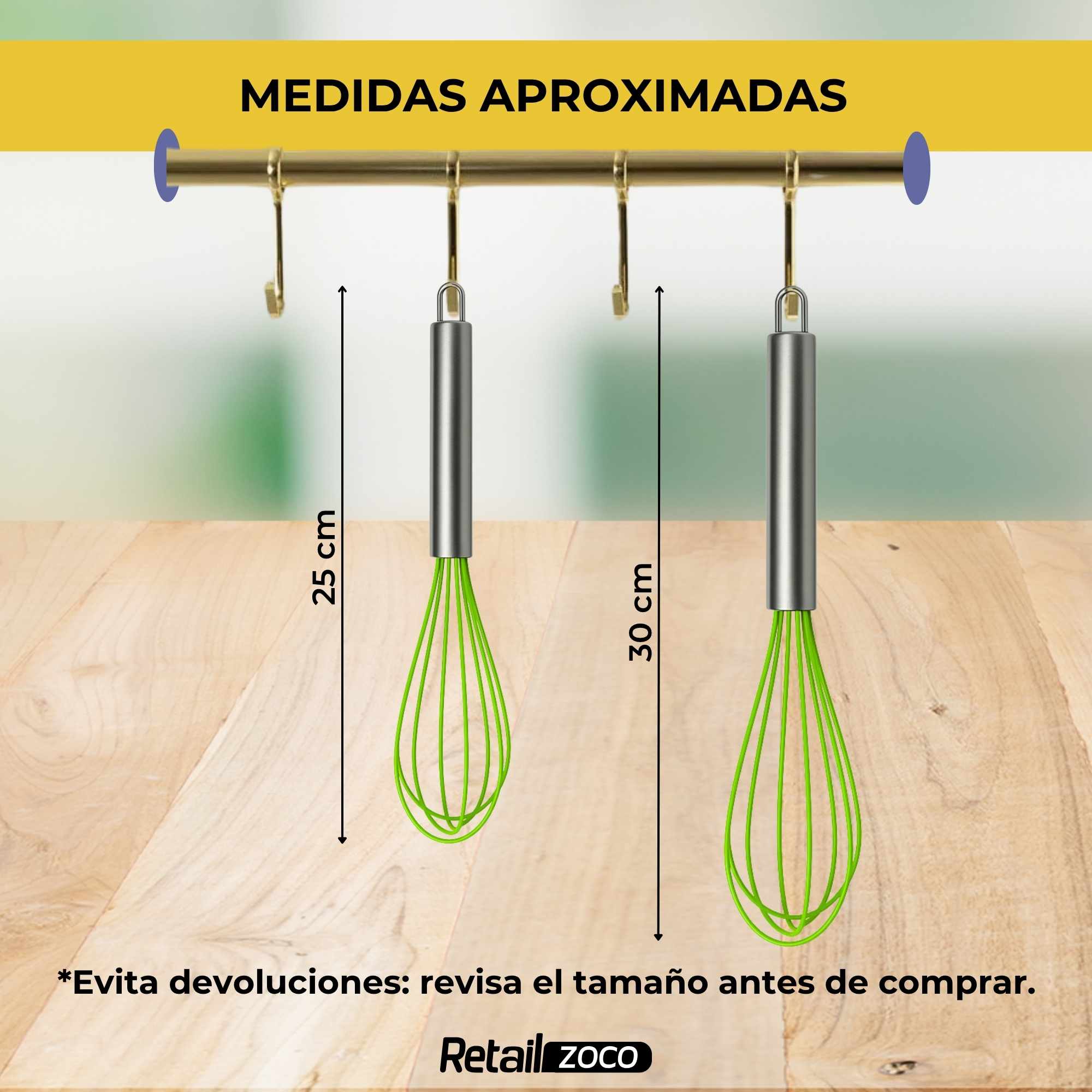 Batidor manual silicona y acero inox 25 cm verde - imagen 4