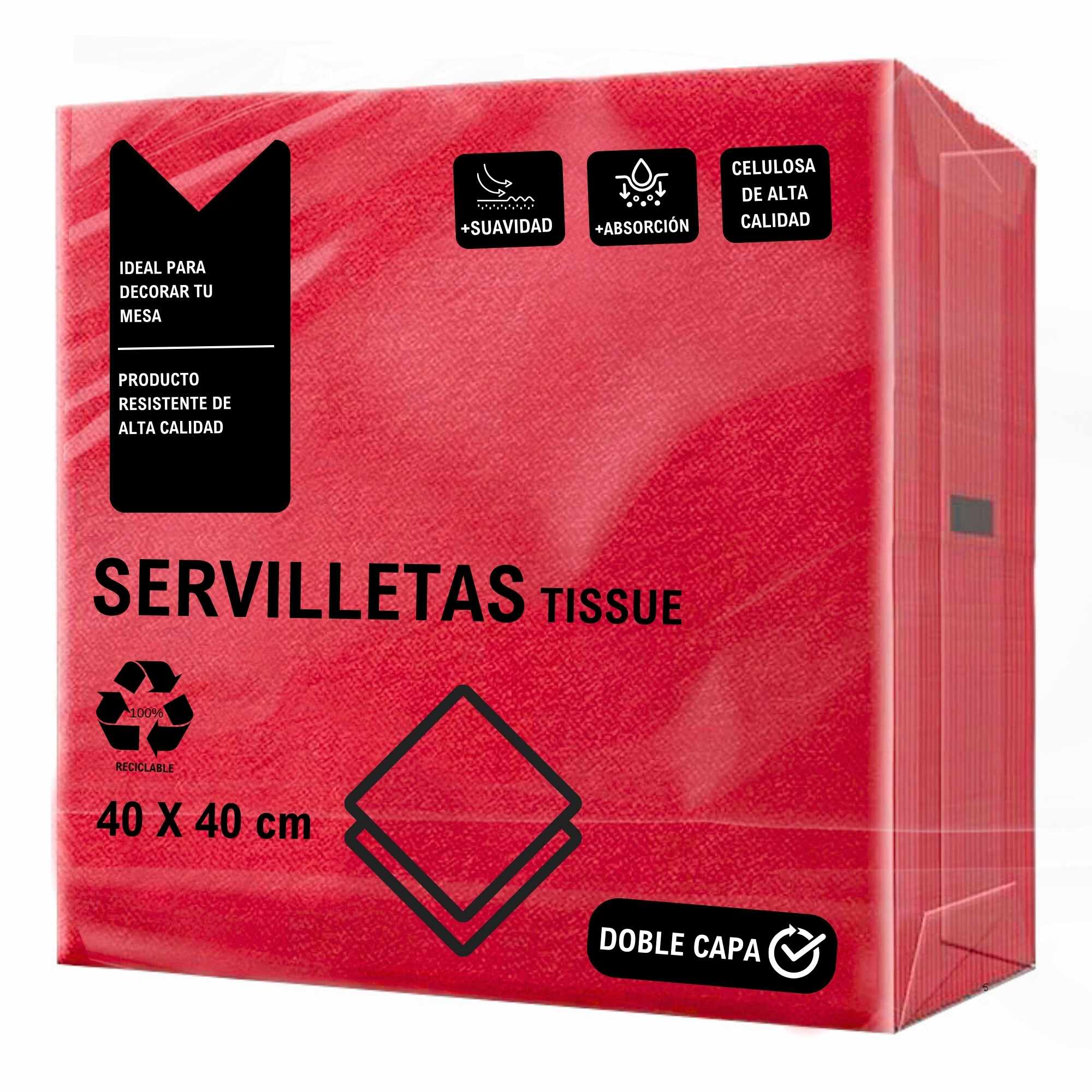 Servilletas De Papel 40x40 cm Rojo pack 50 uds - imagen 1