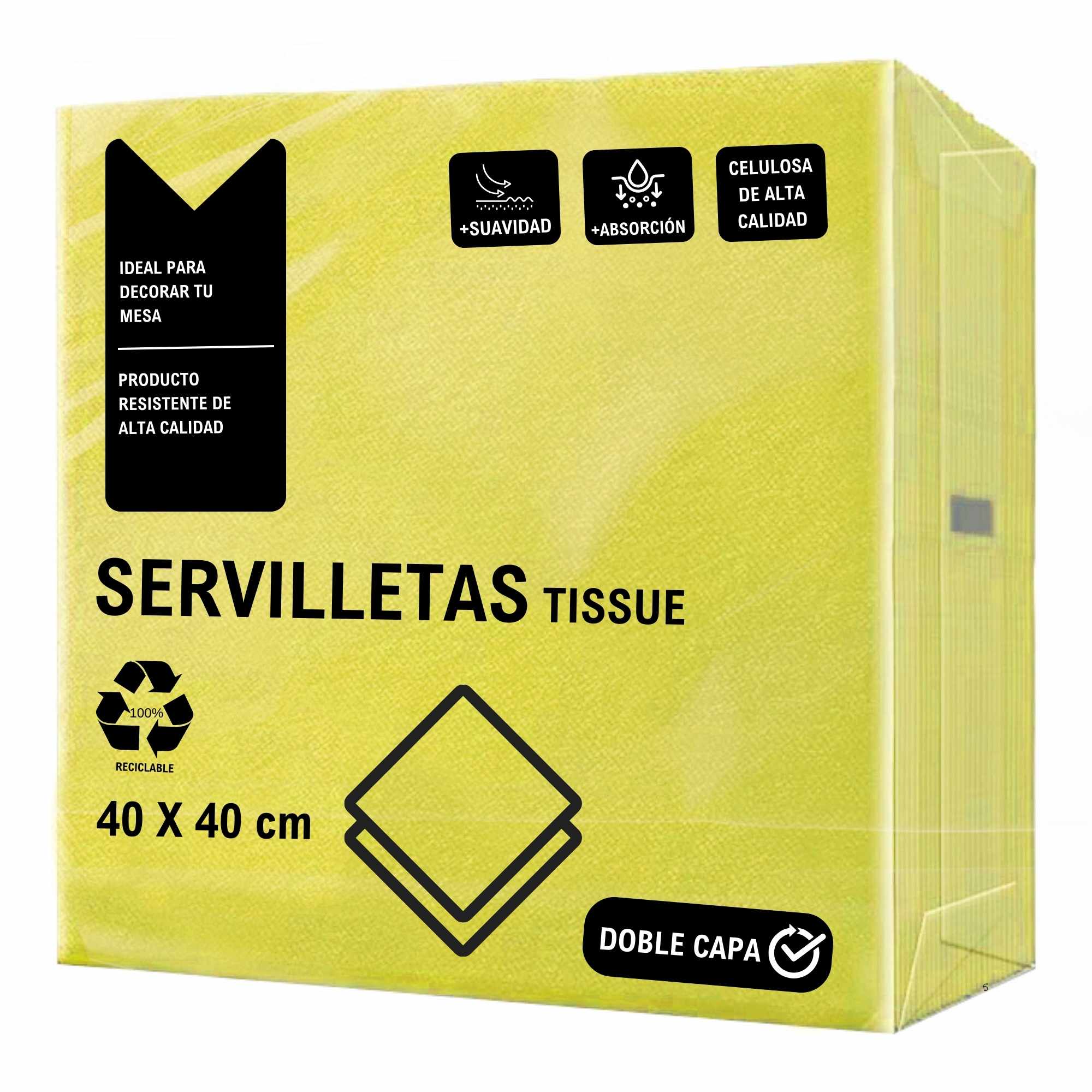 Servilletas De Papel 40x40 cm Amarillo pack 50 uds - imagen 1