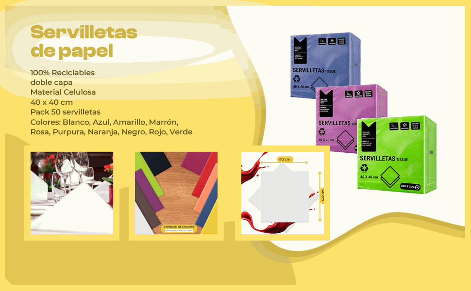 Banner - Servilletas De Papel 40x40 cm Amarillo pack 50 uds