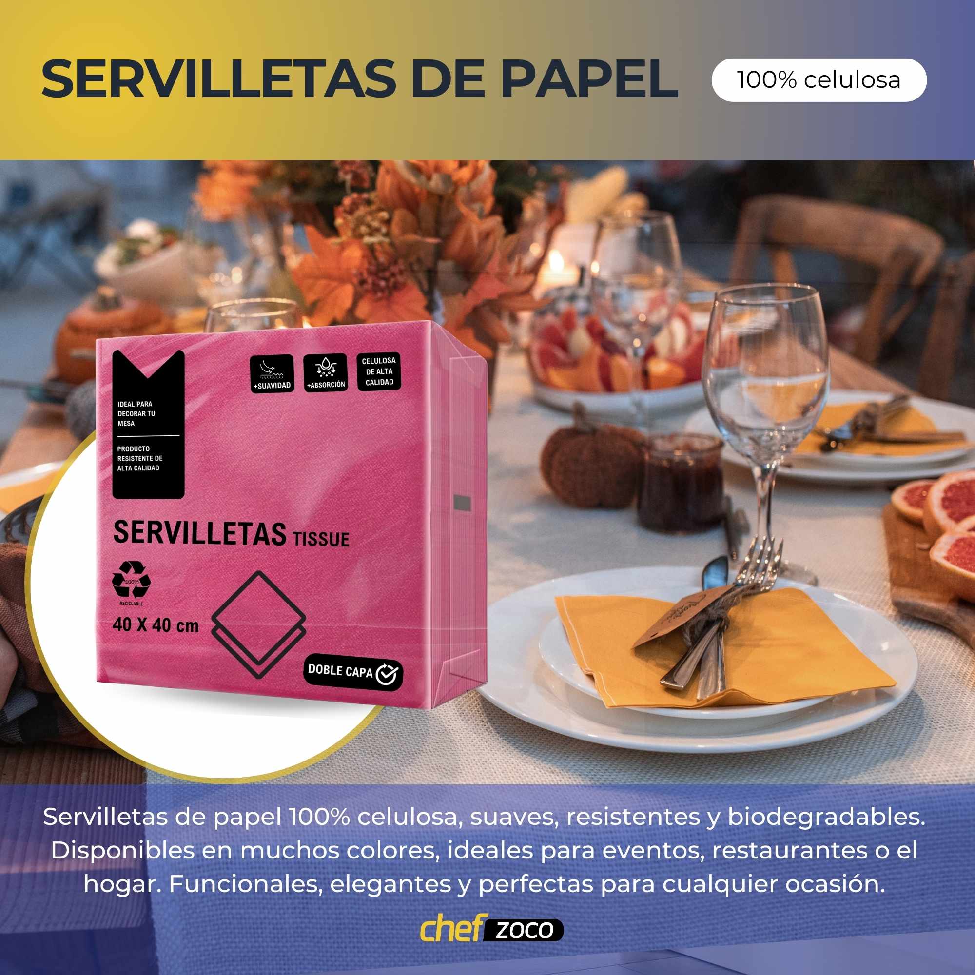 Servilletas De Papel 40x40 cm Rosa pack 50 uds - imagen 2