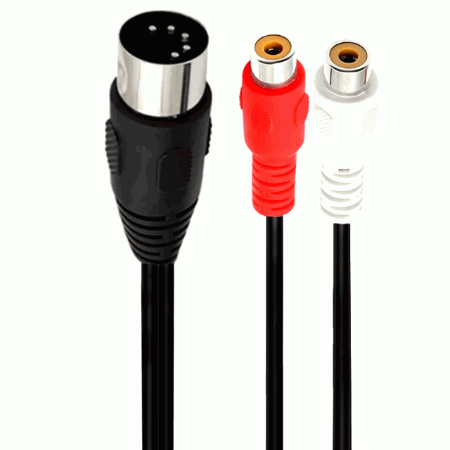 Cable de audio DIN 5 pines macho a 2x RCA hembra 20 cm