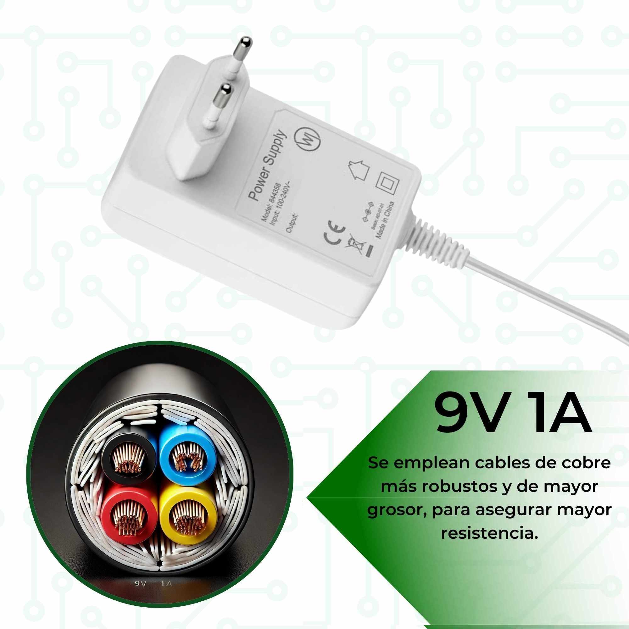 Alimentador 9V 1A blanco - imagen 4