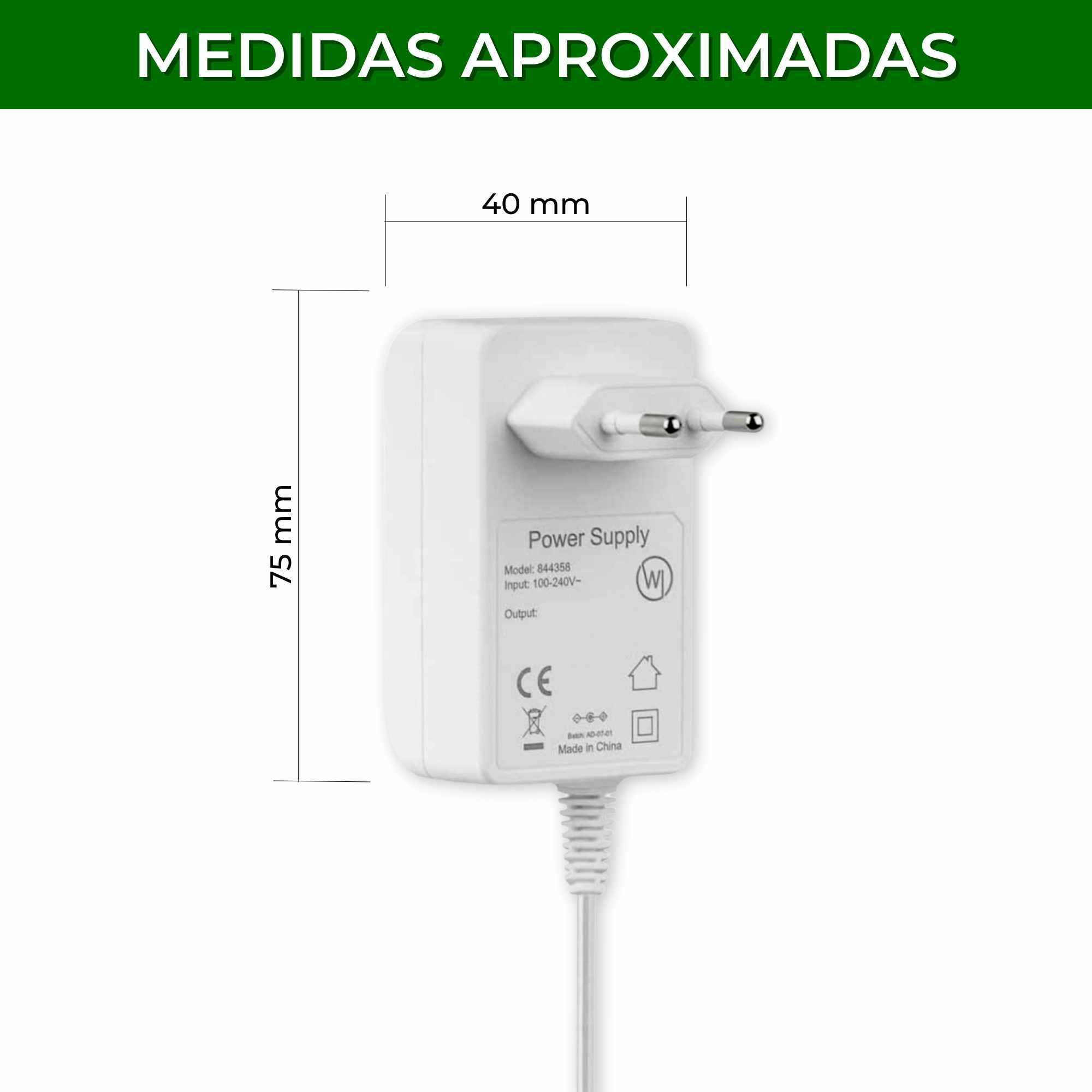 Alimentador 9V 0.6A DC 5.5x2.5 mm blanco - imagen 6