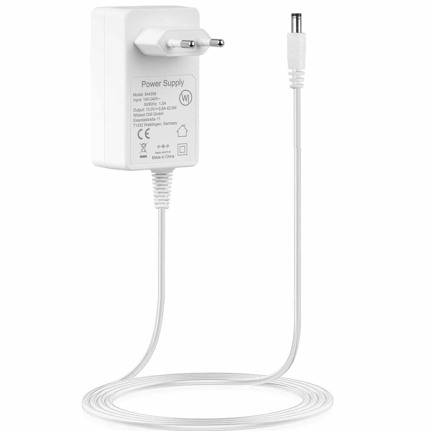 Alimentador 9V 0.6A DC 5.5x2.5 mm blanco