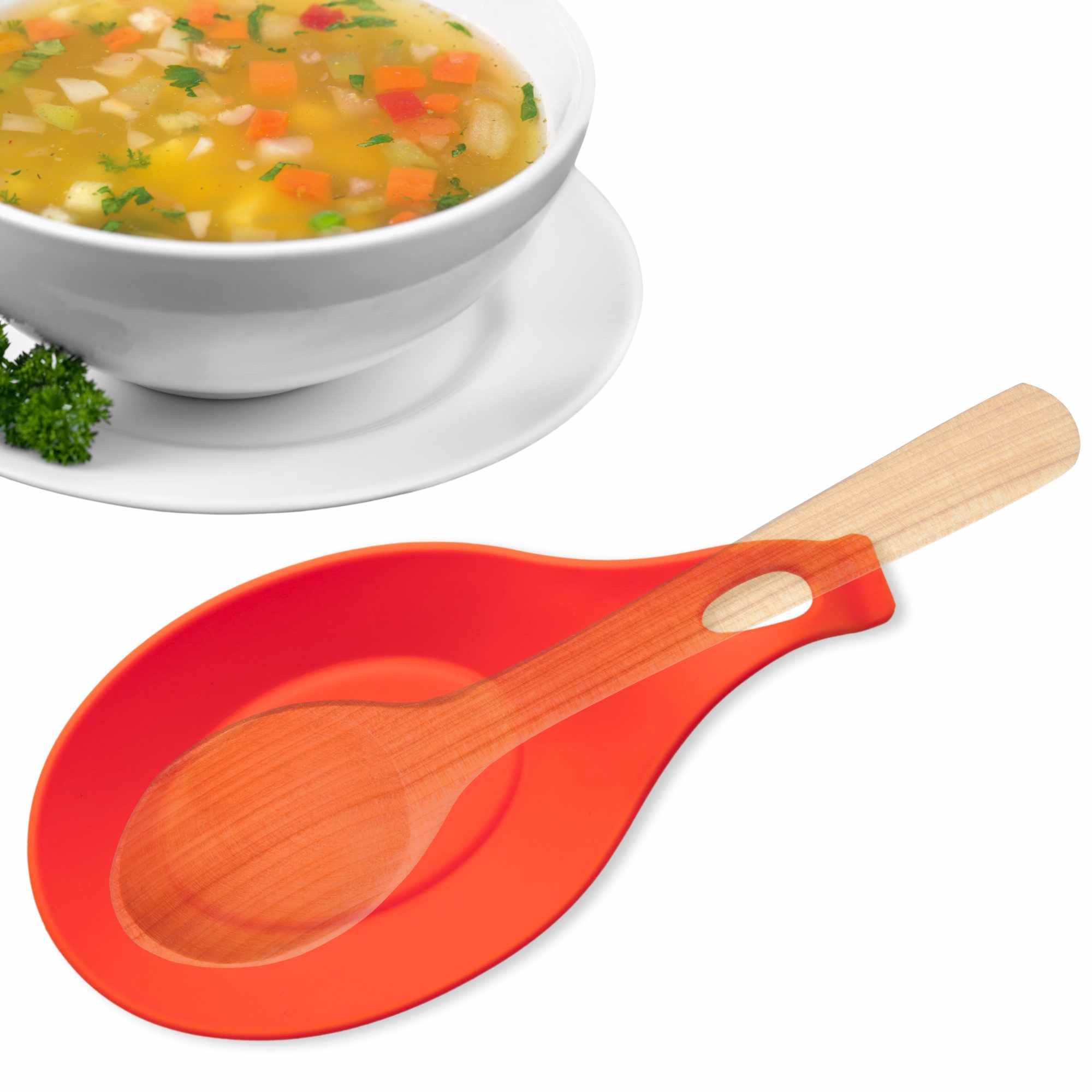 Soporte Reposa Cuchara Silicona Para Cocina Rojo