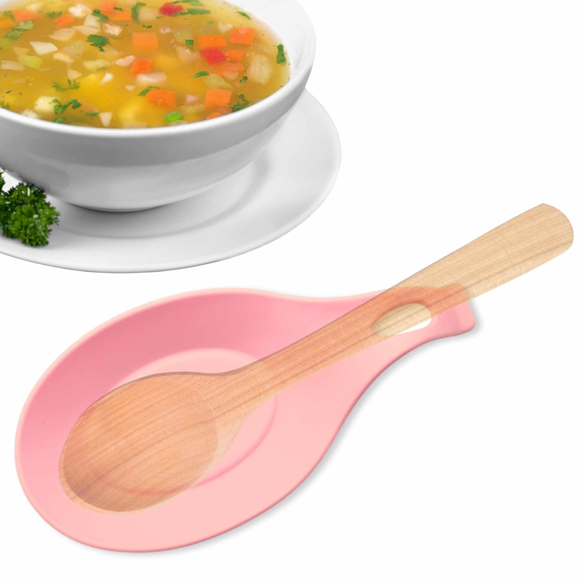 Soporte Reposa Cuchara Silicona Para Cocina Rosa - imagen 1