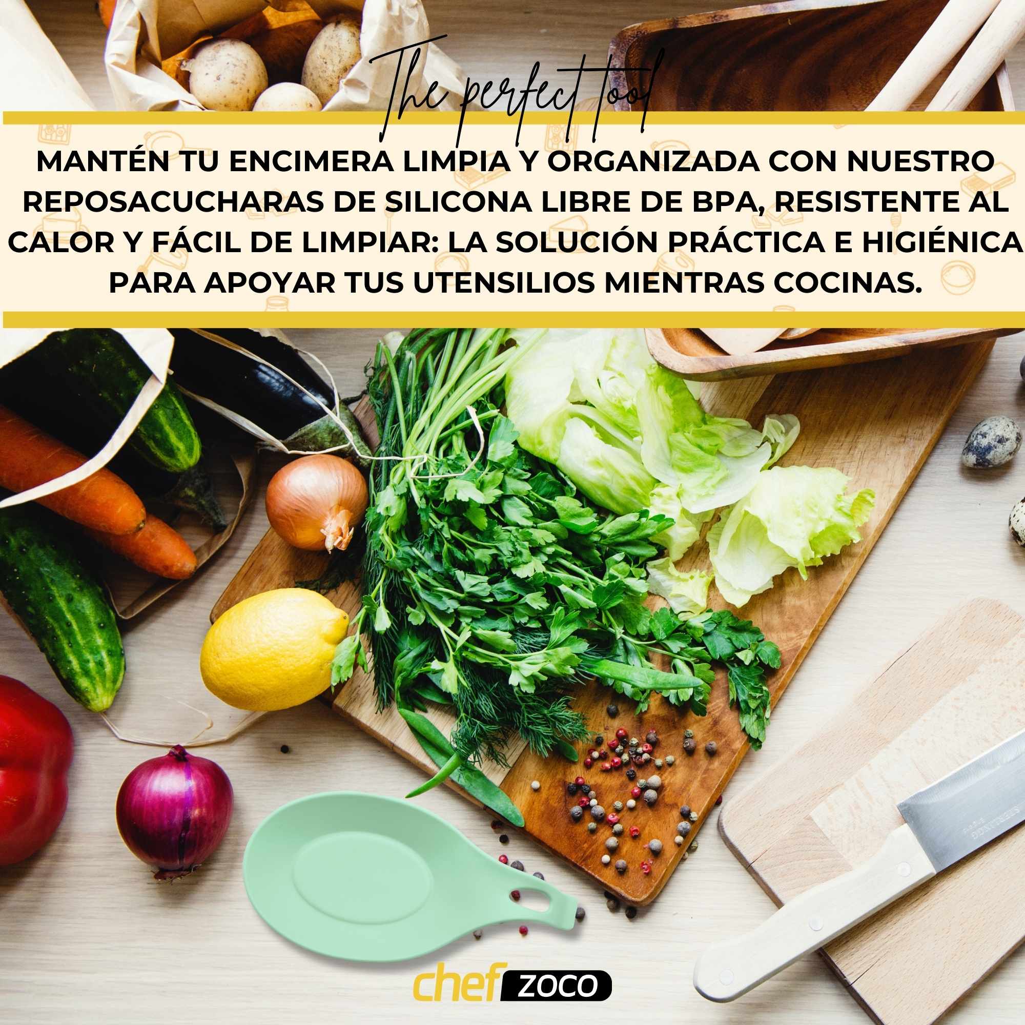 Soporte Reposa Cuchara Silicona Para Cocina Verde - imagen 3
